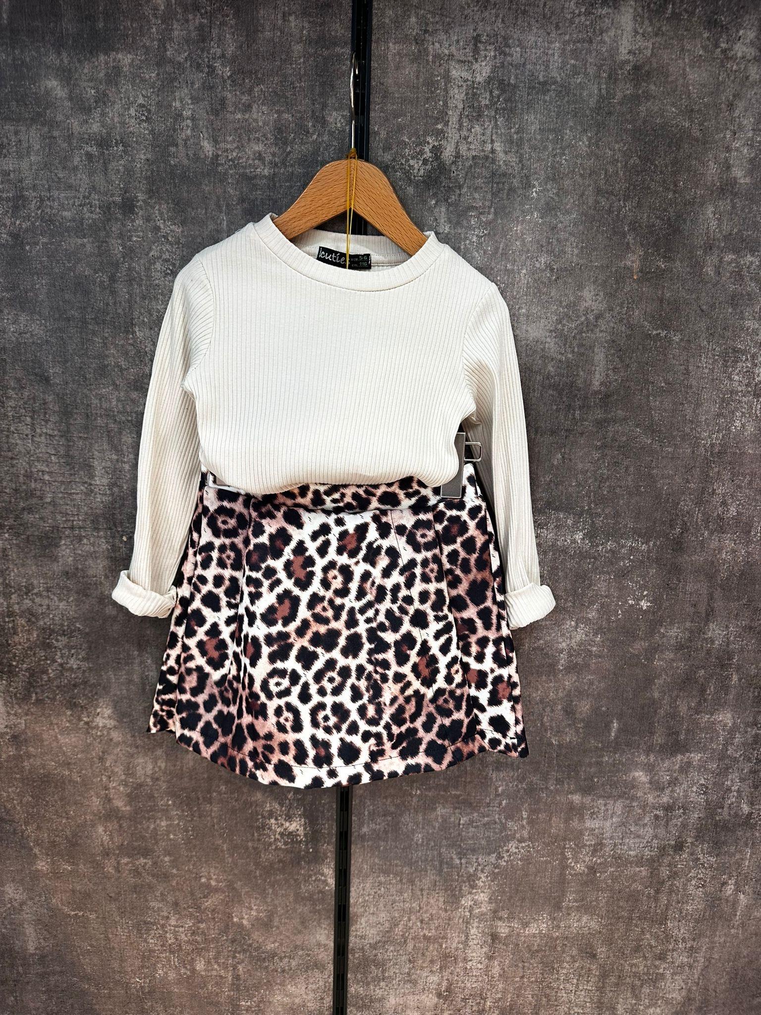 Leopar Şortetek Fitilli Bluz Kombin ÇOCUKCABUTİK