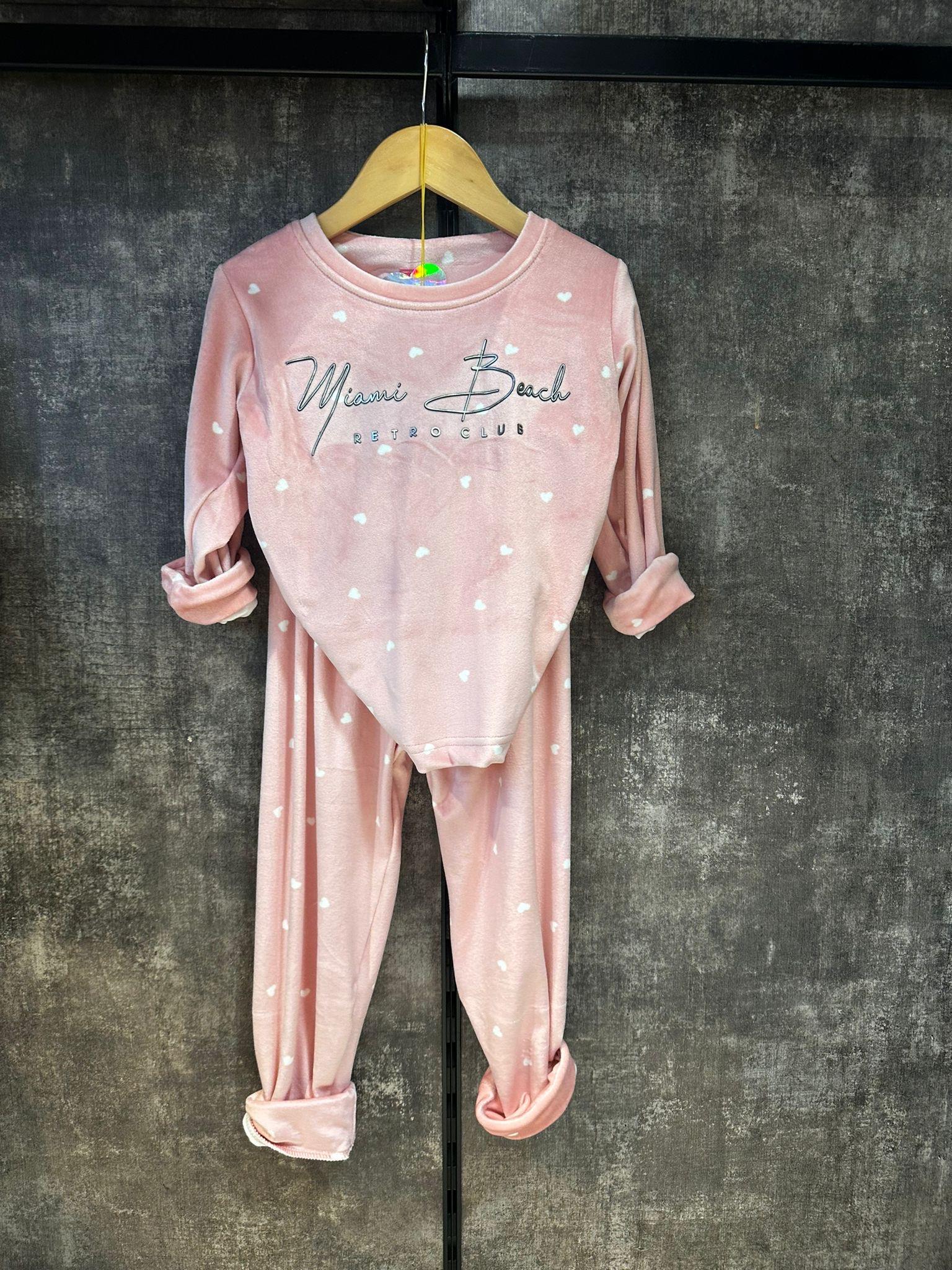 Pembe Kadife Pijama Takımı ÇOCUKCABUTİK