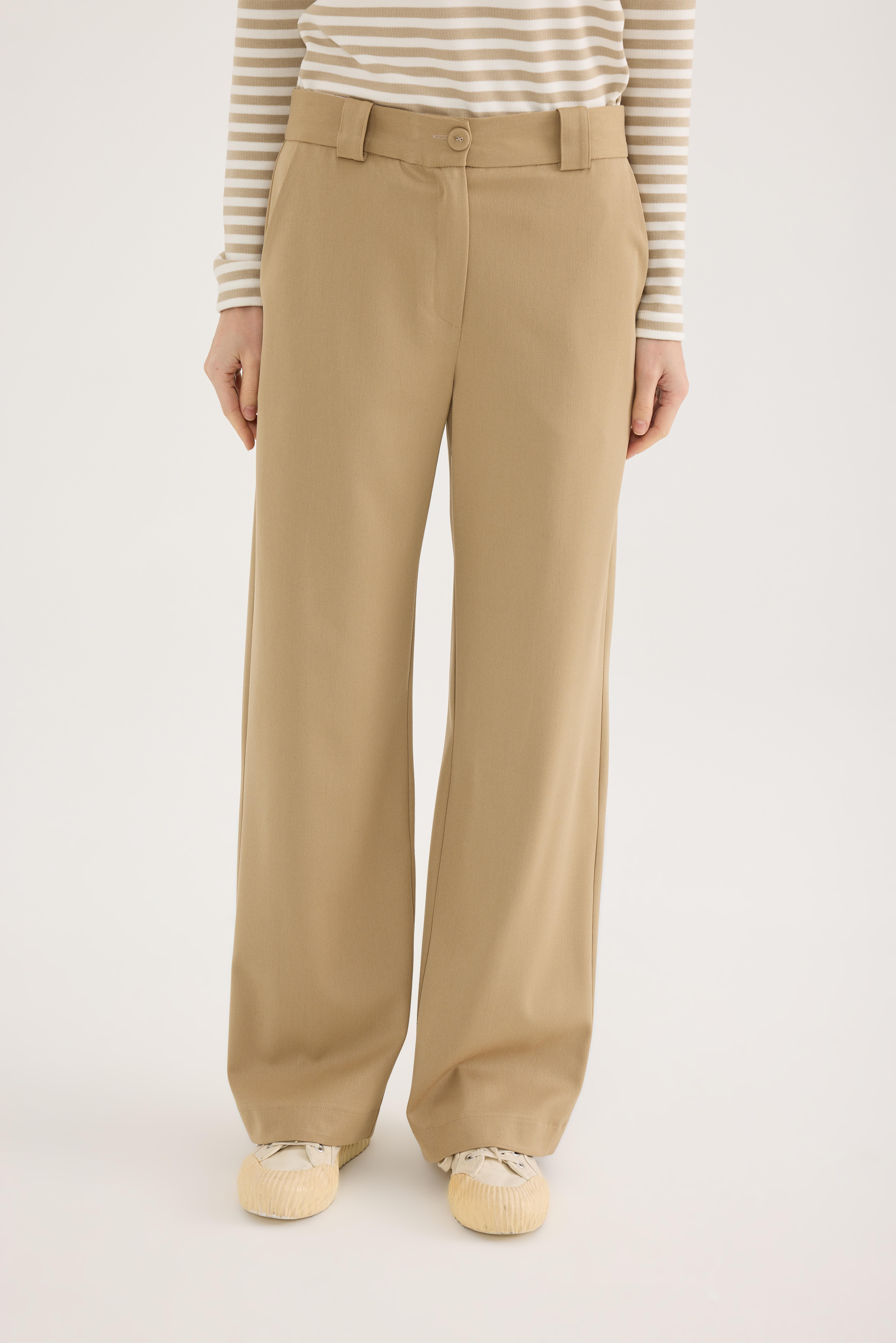 Camel Fleto Cep Detaylı Bol Paça Pantolon