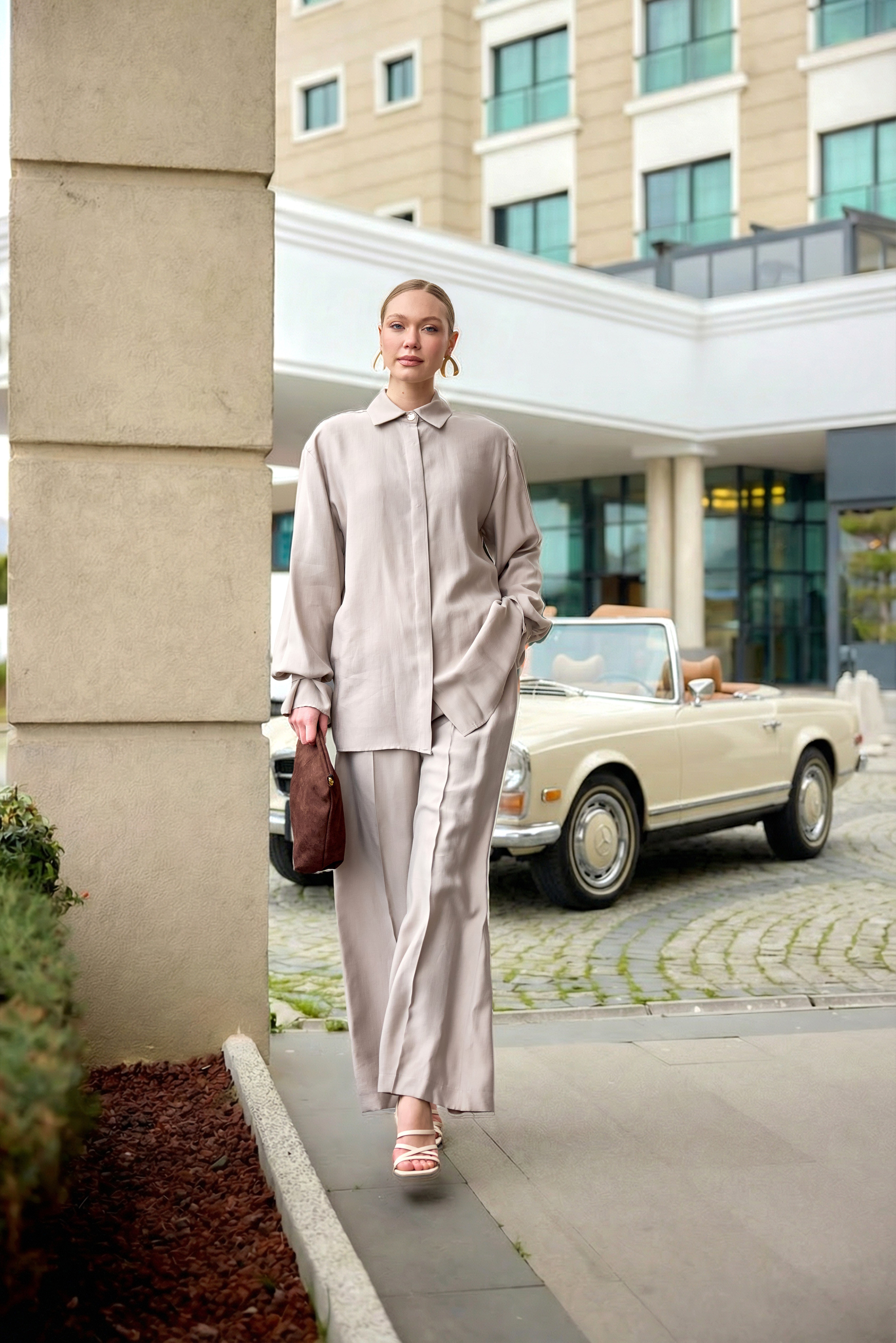 TAŞ RENGİ Tokalı Apolet Takım