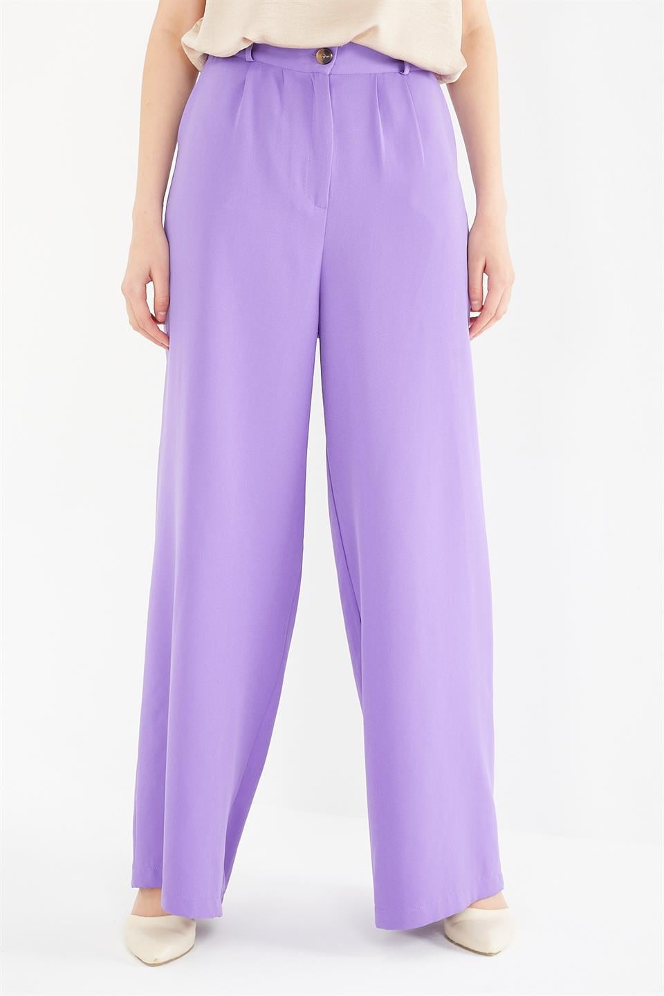 LİLA DOUBLE PİLELİ CEPLİ  BOL PAÇA PANTOLON