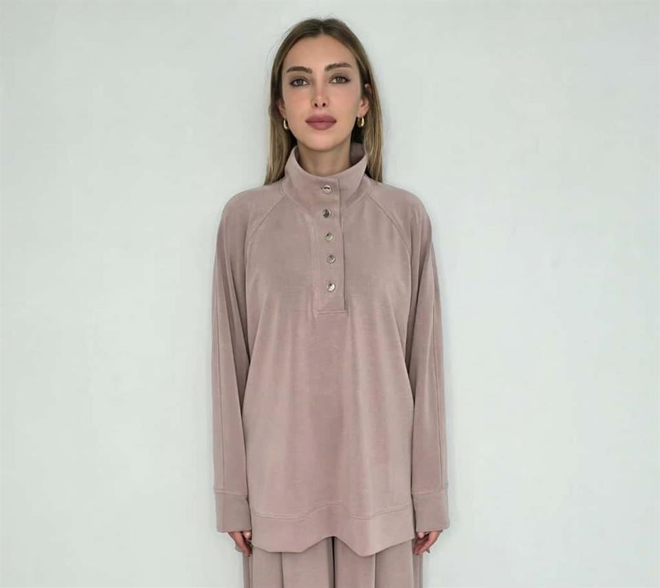 Vizon Düğme Detaylı Sweat