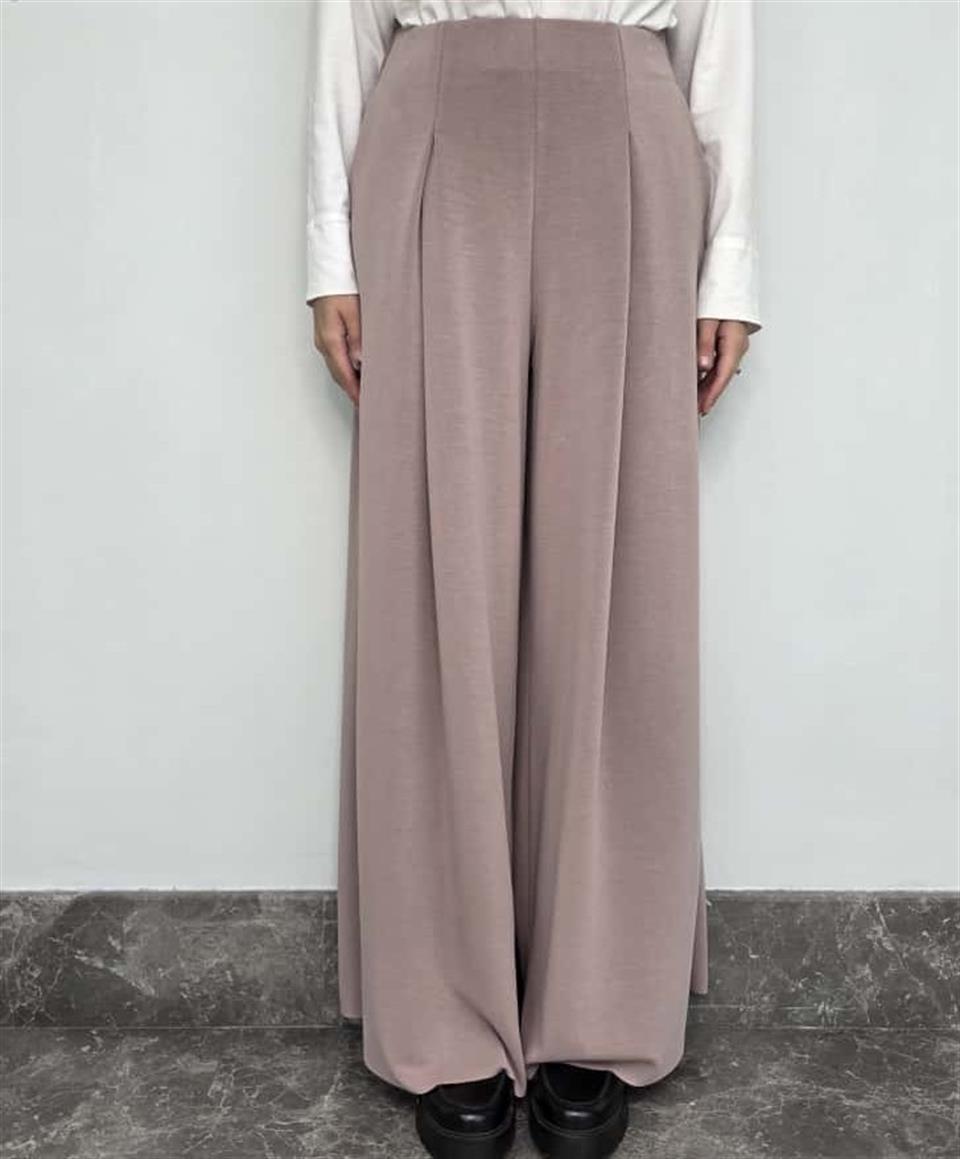 Vizon Pile Detaylı Bol Pantolon