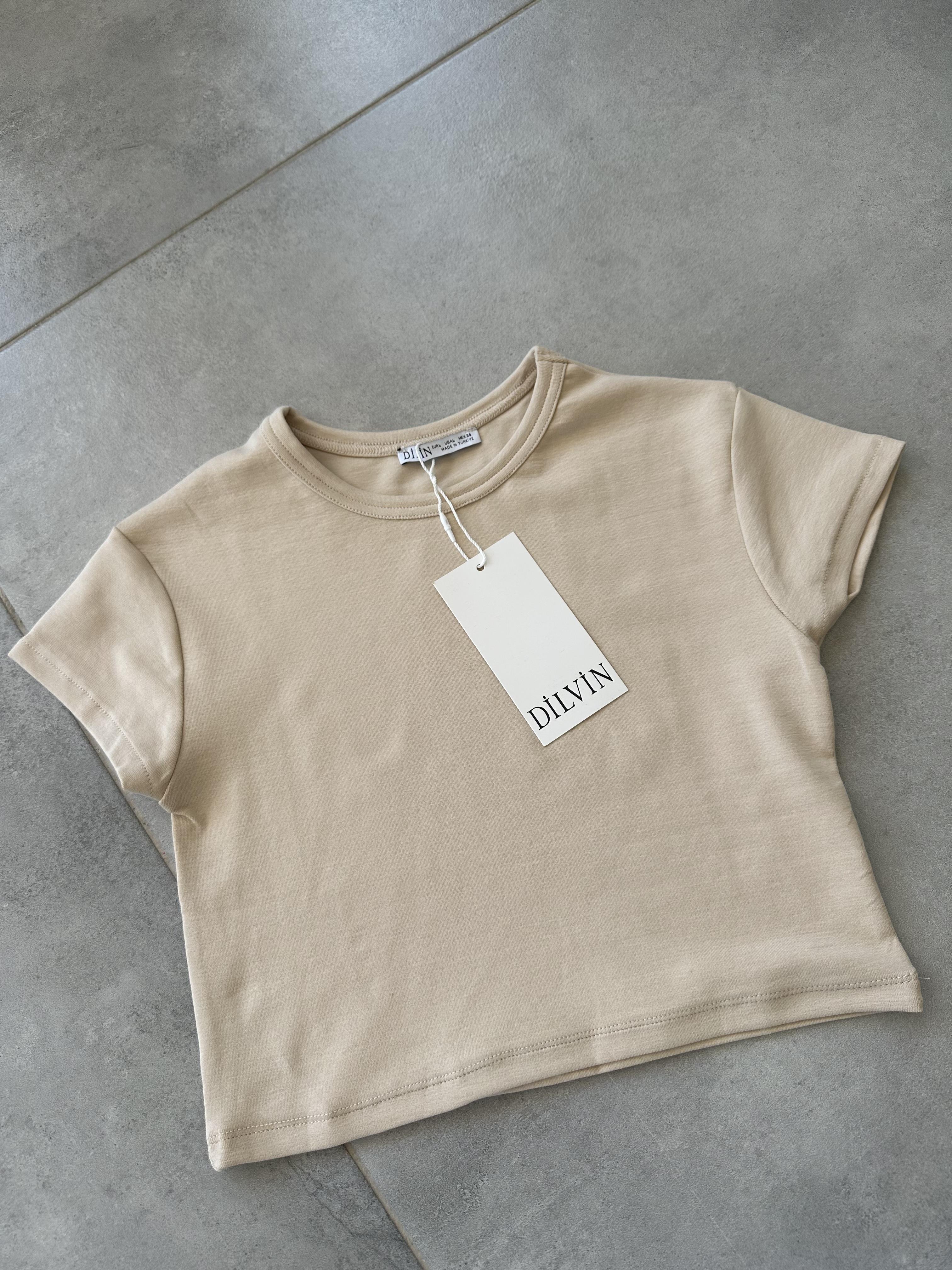 Açık Bej Vücuda Oturan Crop Top