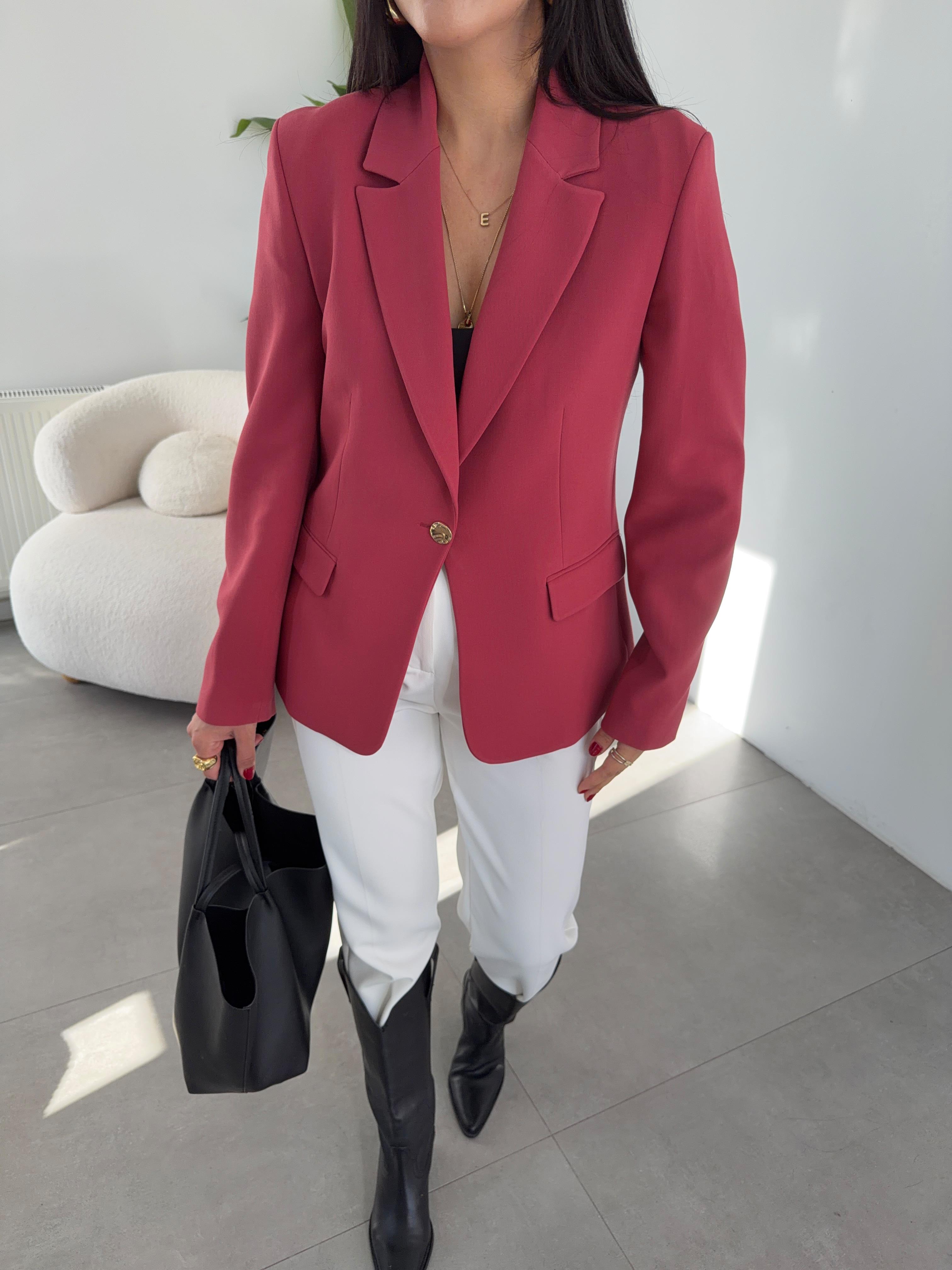 Açık Bordo Vücuda Oturan Blazer