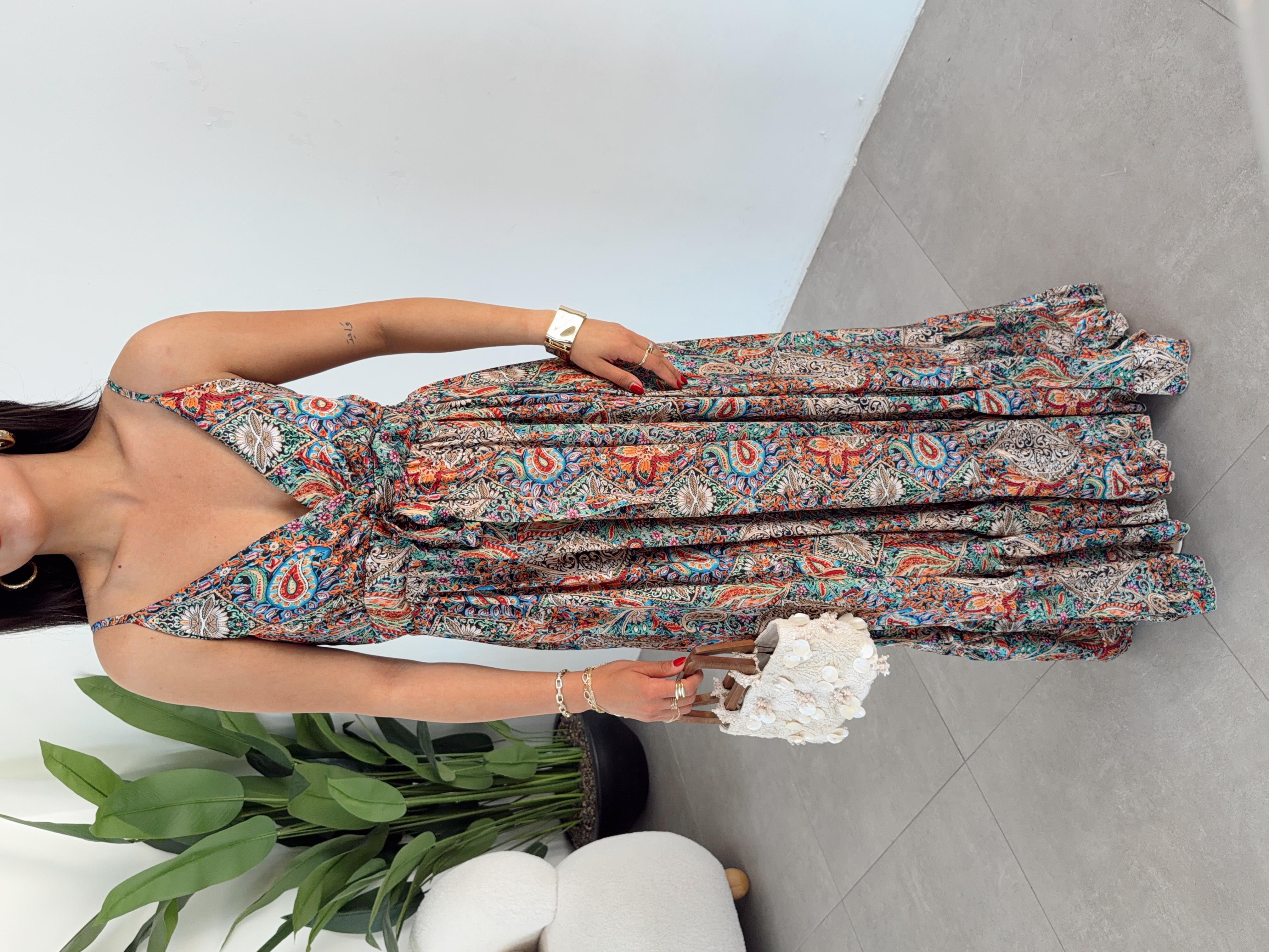 Alora Renkli Maxi Elbise
