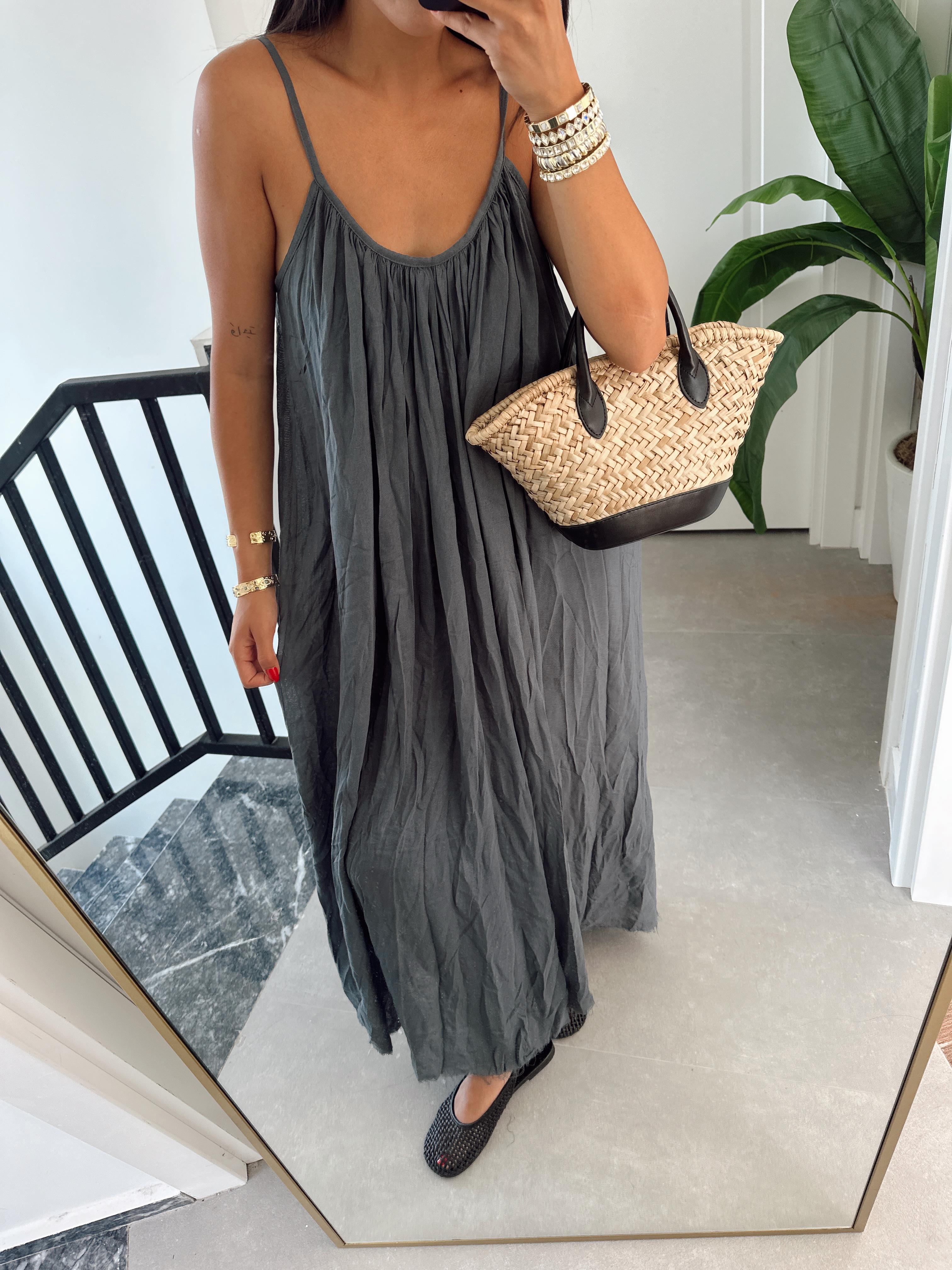 Antrasit Askılı Elbise