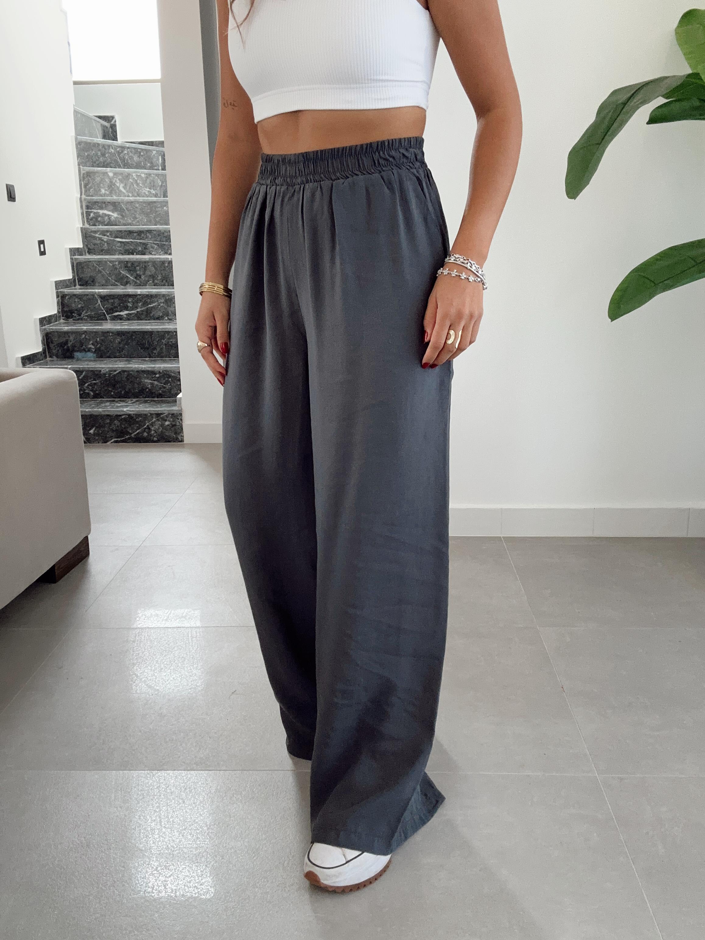 Antrasit Beli Lastikli Bol Paça