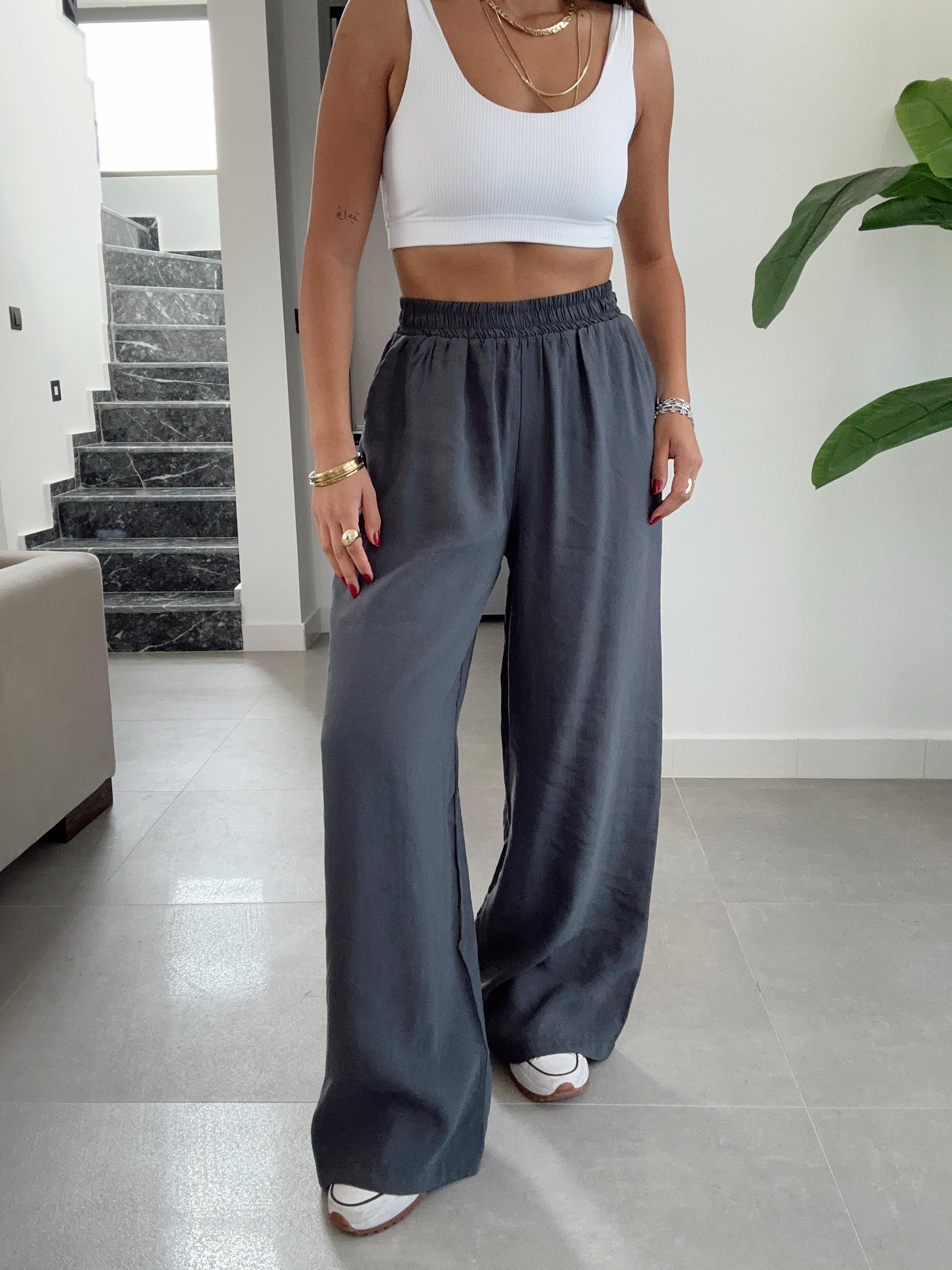 Antrasit Beli Lastikli Bol Paça