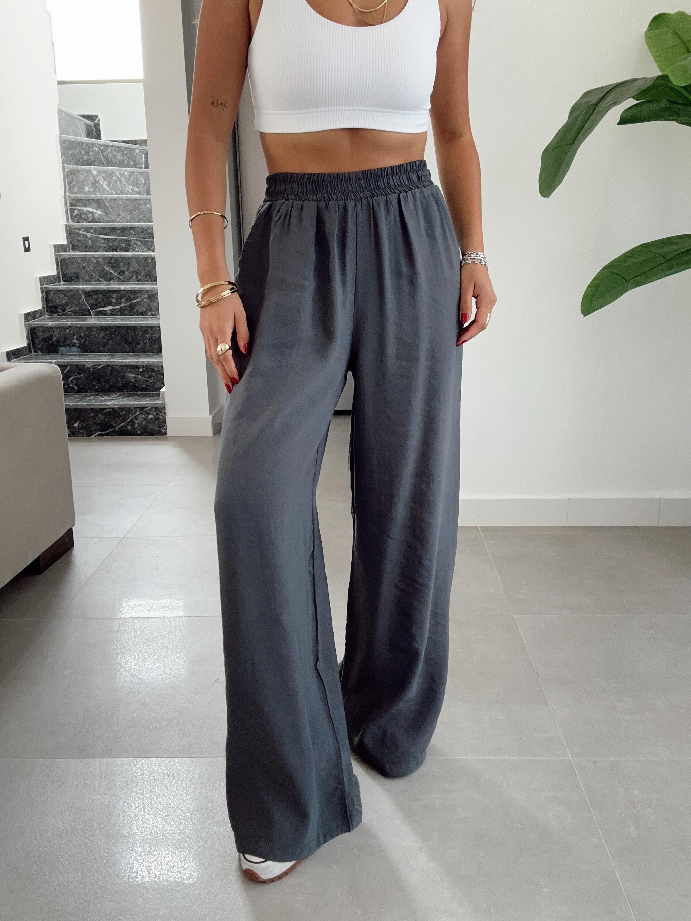 Antrasit Beli Lastikli Bol Paça