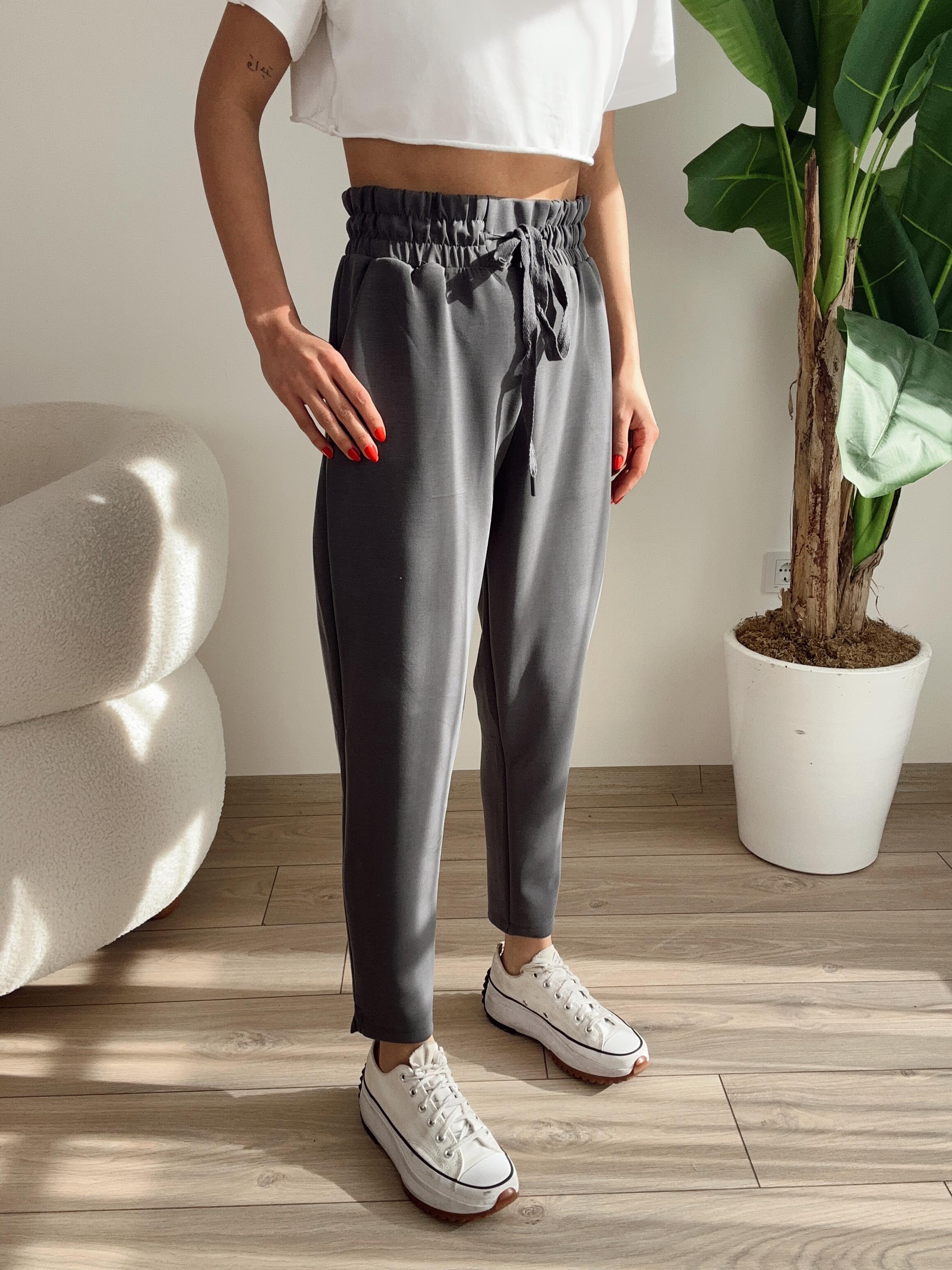 Antrasit Beli Lastikli Eşofman