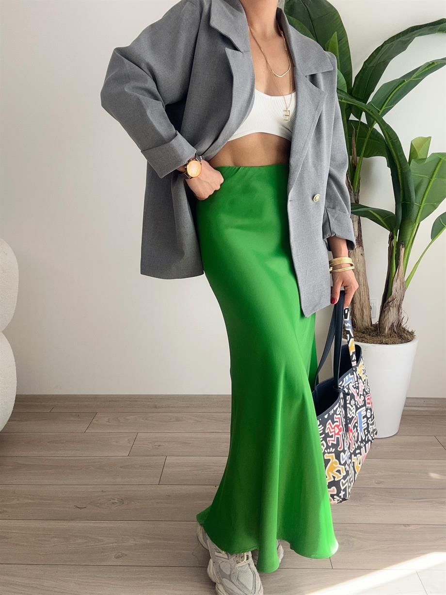 Antrasit Gold Düğme Detayllı Blazer Ceket