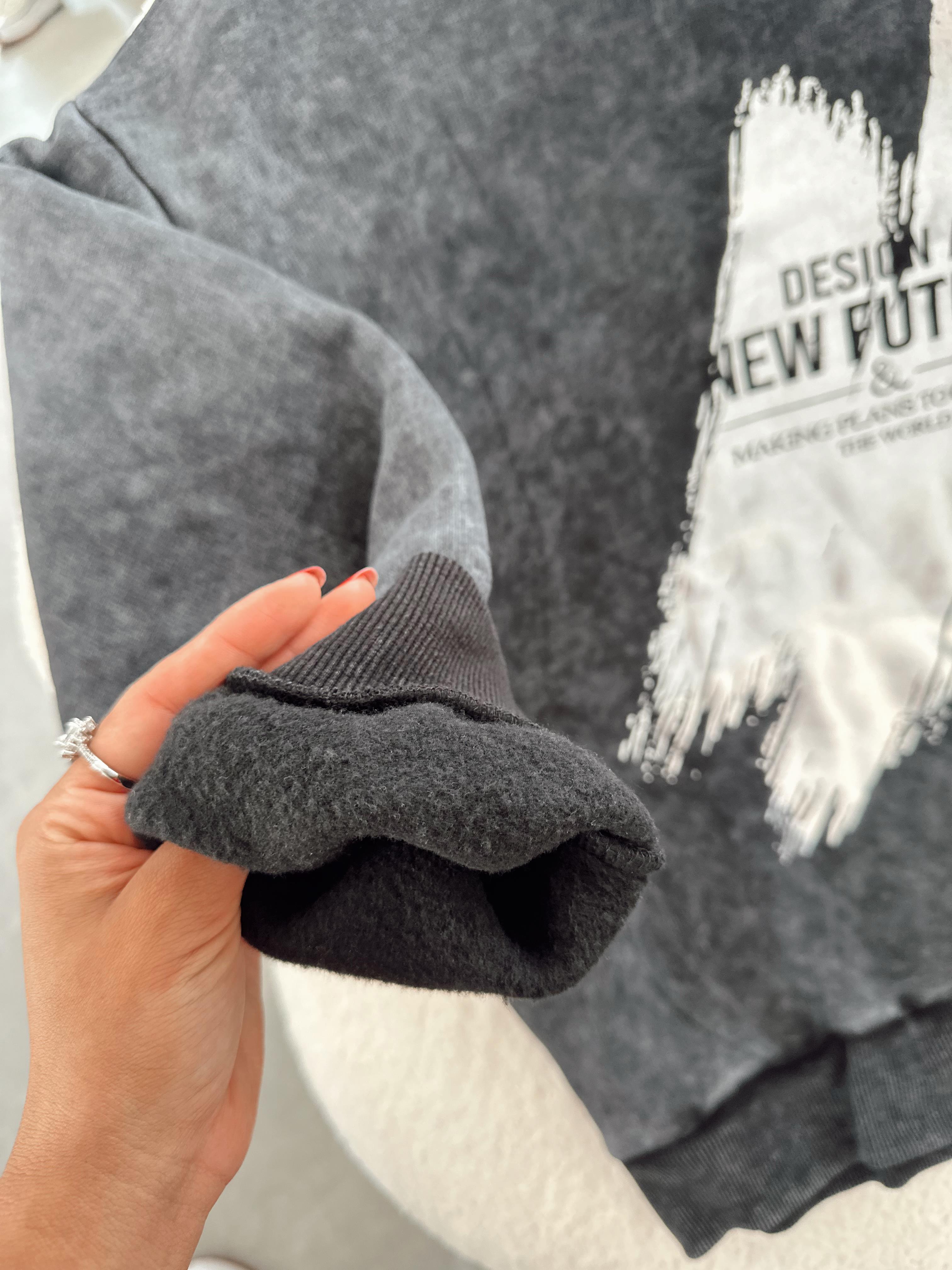 Antrasit Gri Varak Baskı Sweat