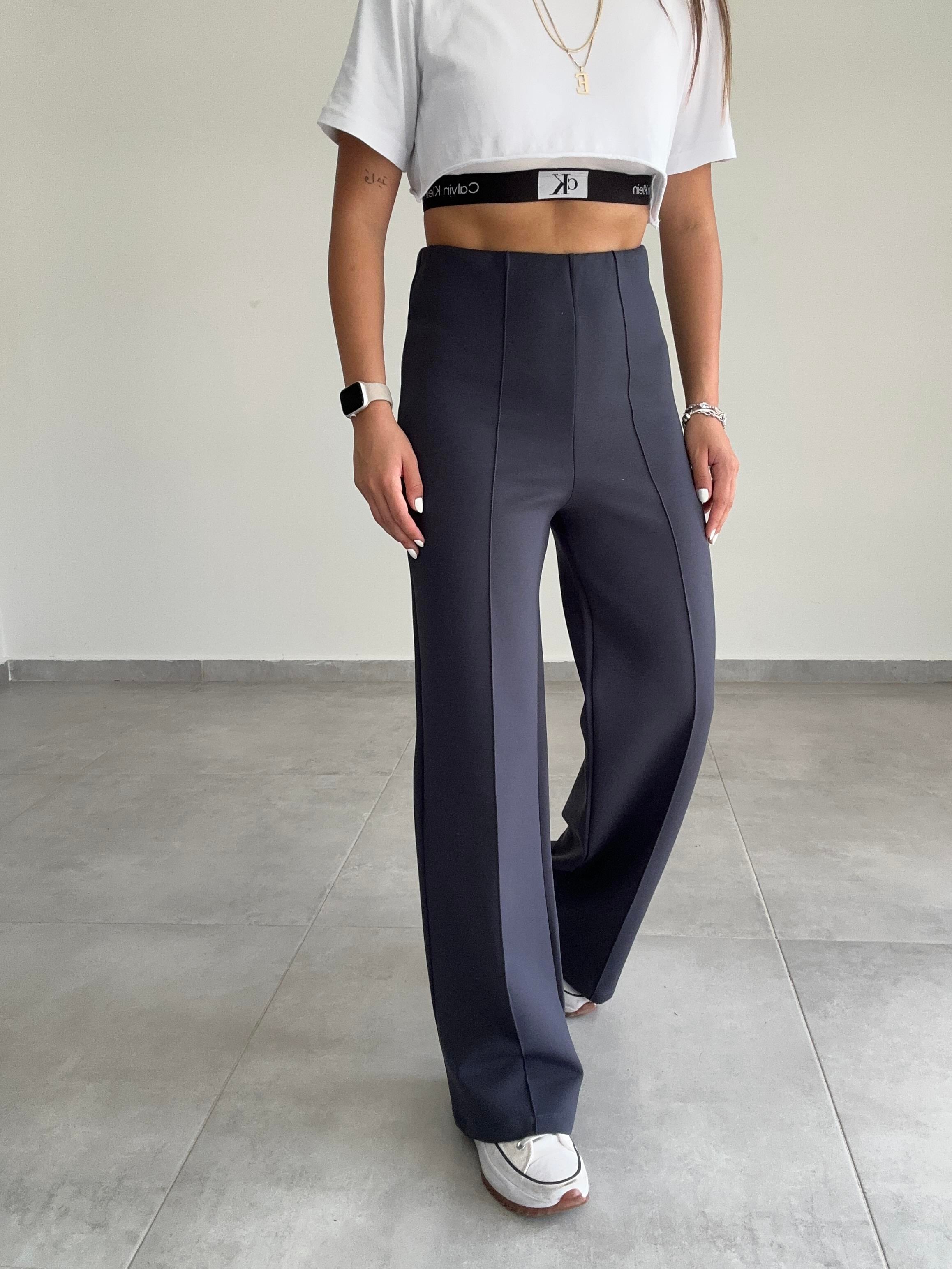 Antrasit Modal Kemersiz Çimalı Pantolon