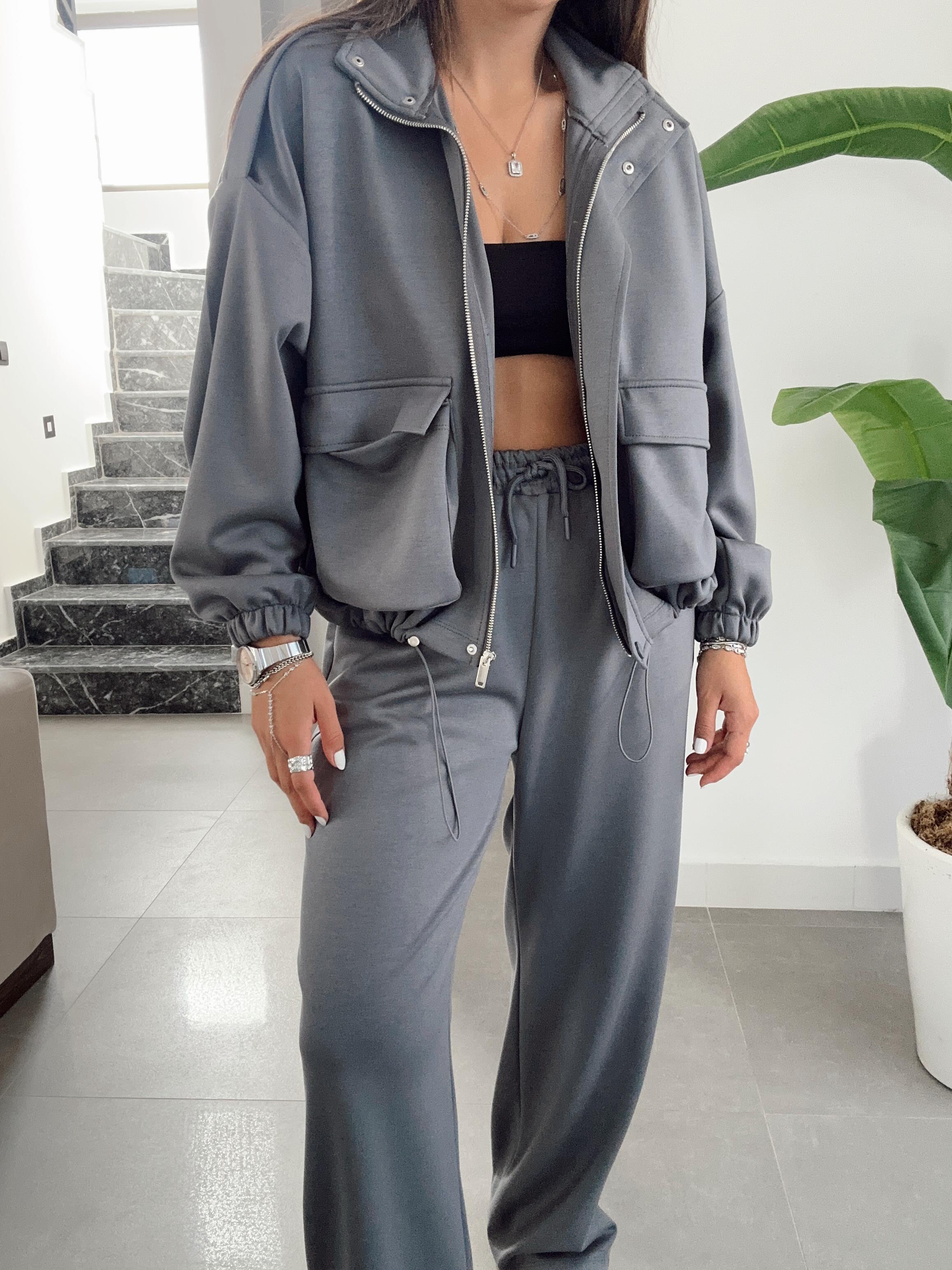 Antrasit Modal Kumaş Eşofman Takımı