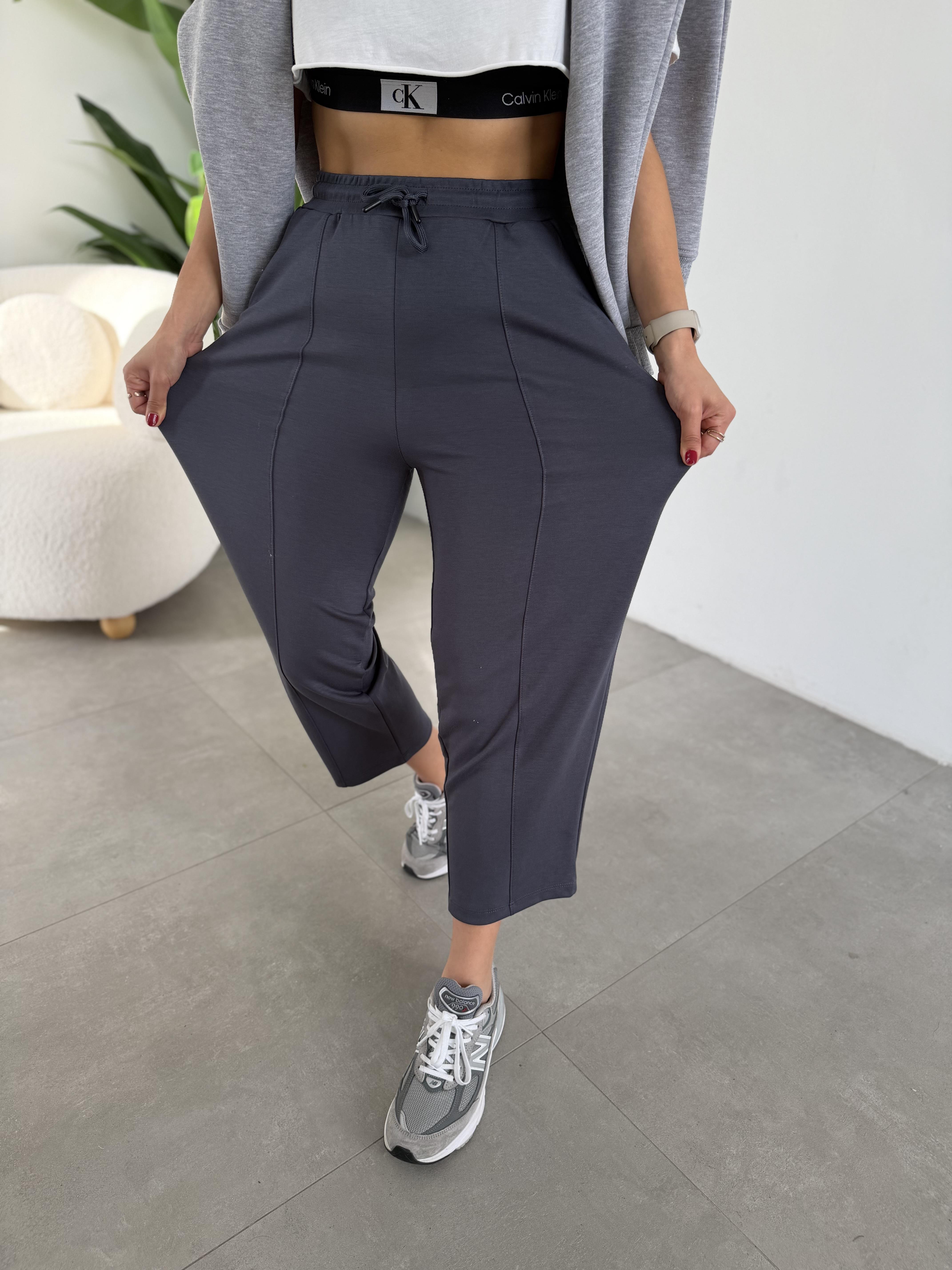 Antrasit Önü Çimalı Modal Eşofman Altı