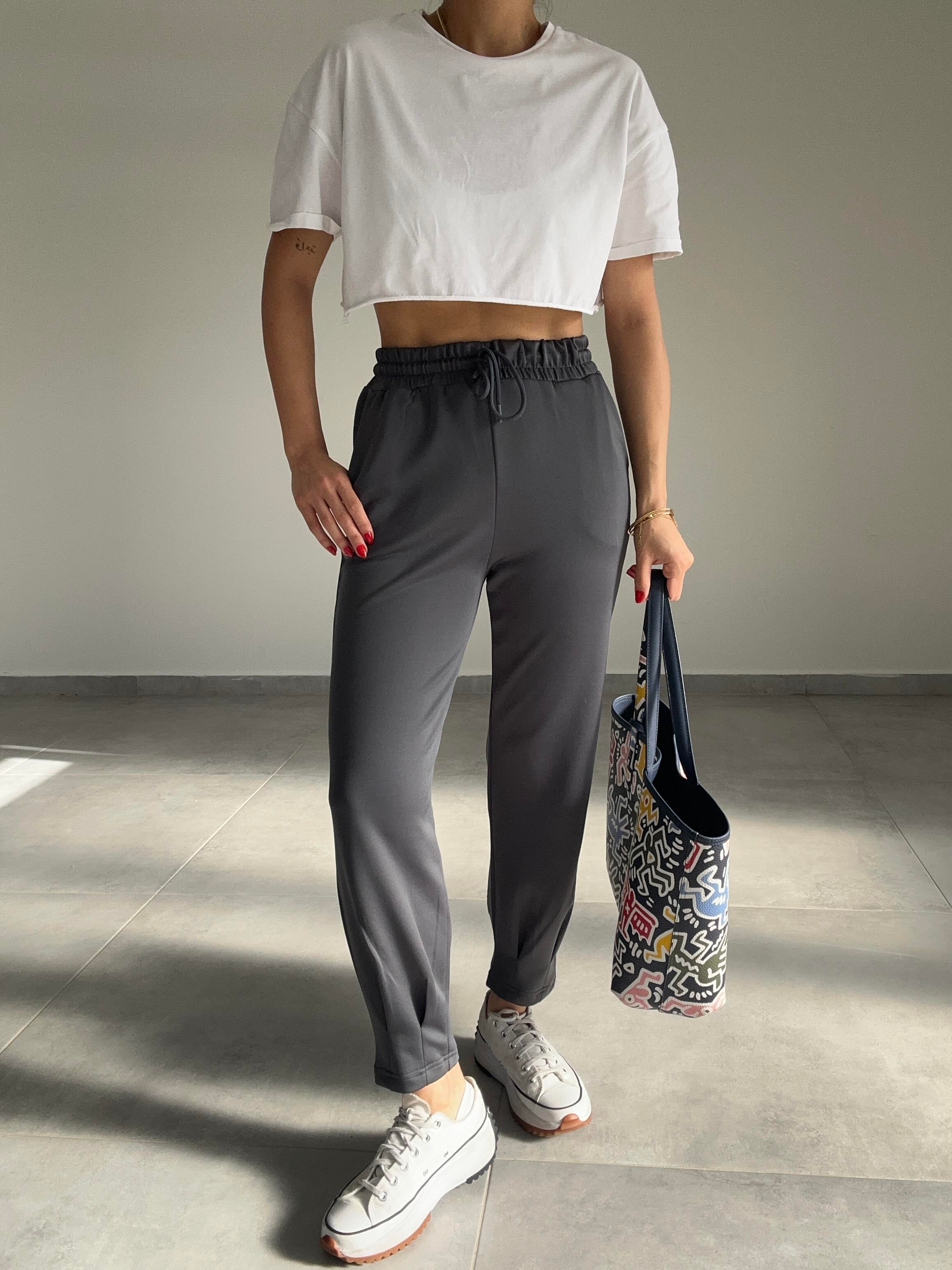 Antrasit Scuba Paça Pileli Eşofman