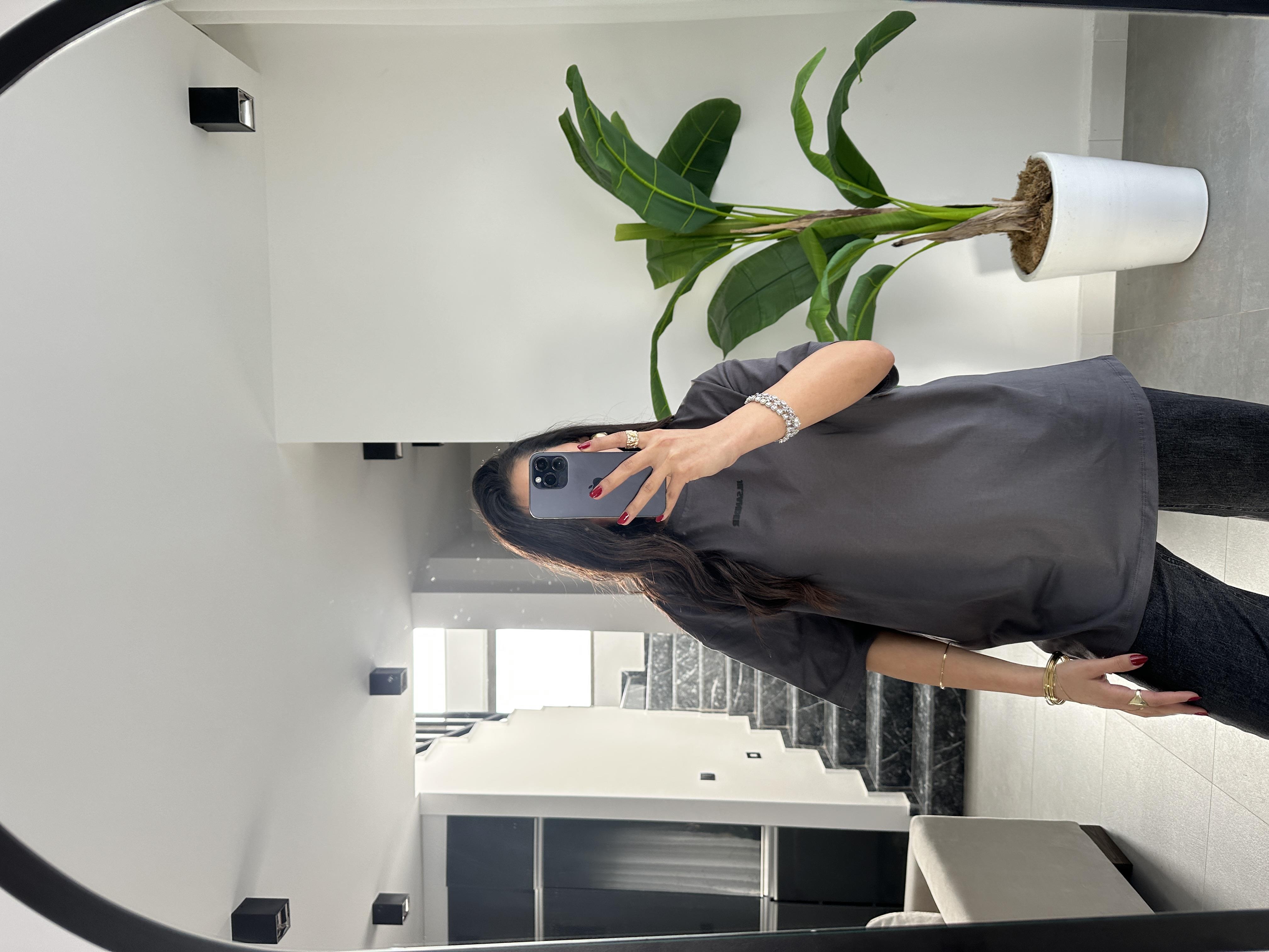 Antrasit Yazılı Basic Tişört