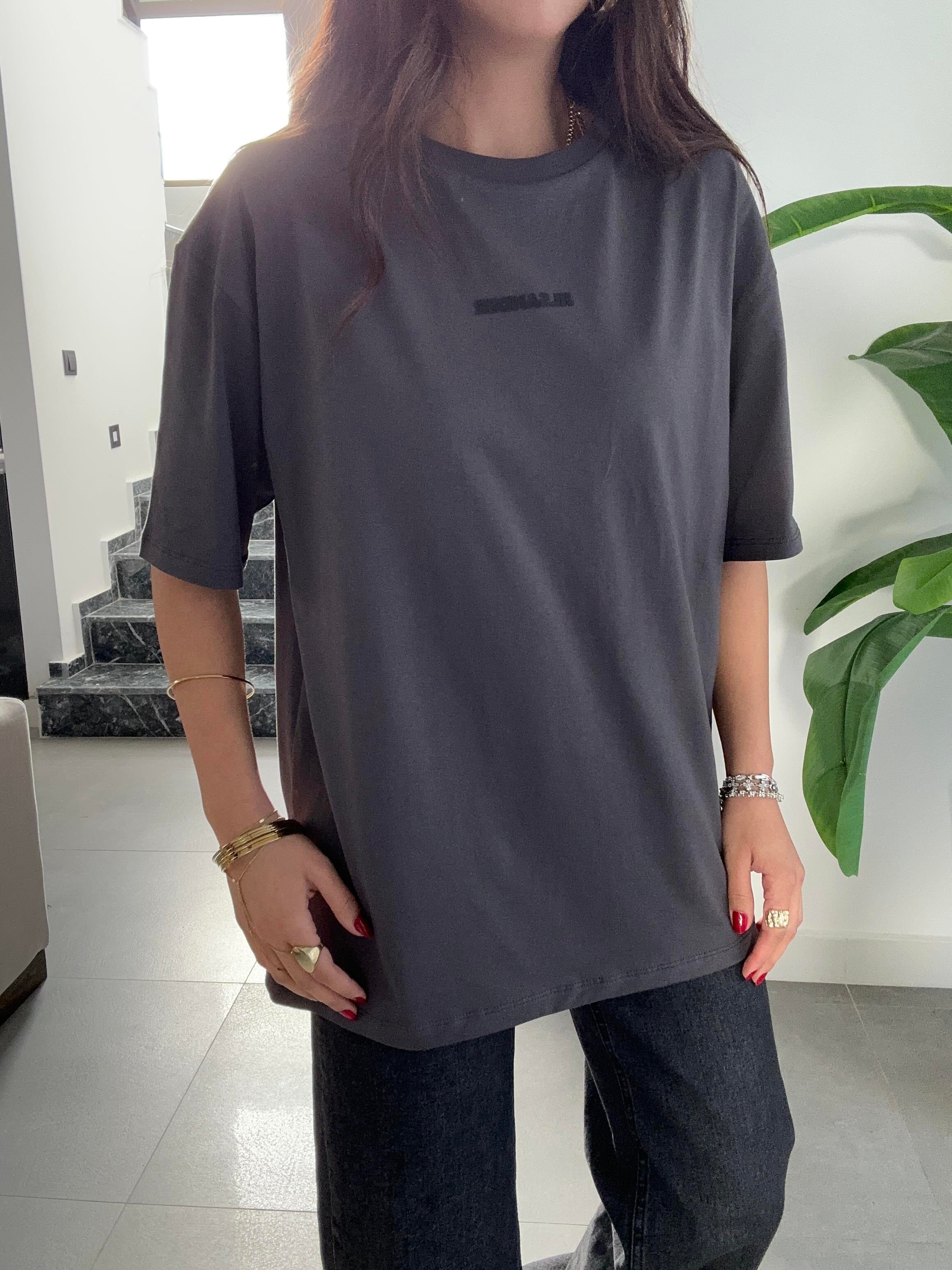 Antrasit Yazılı Basic Tişört