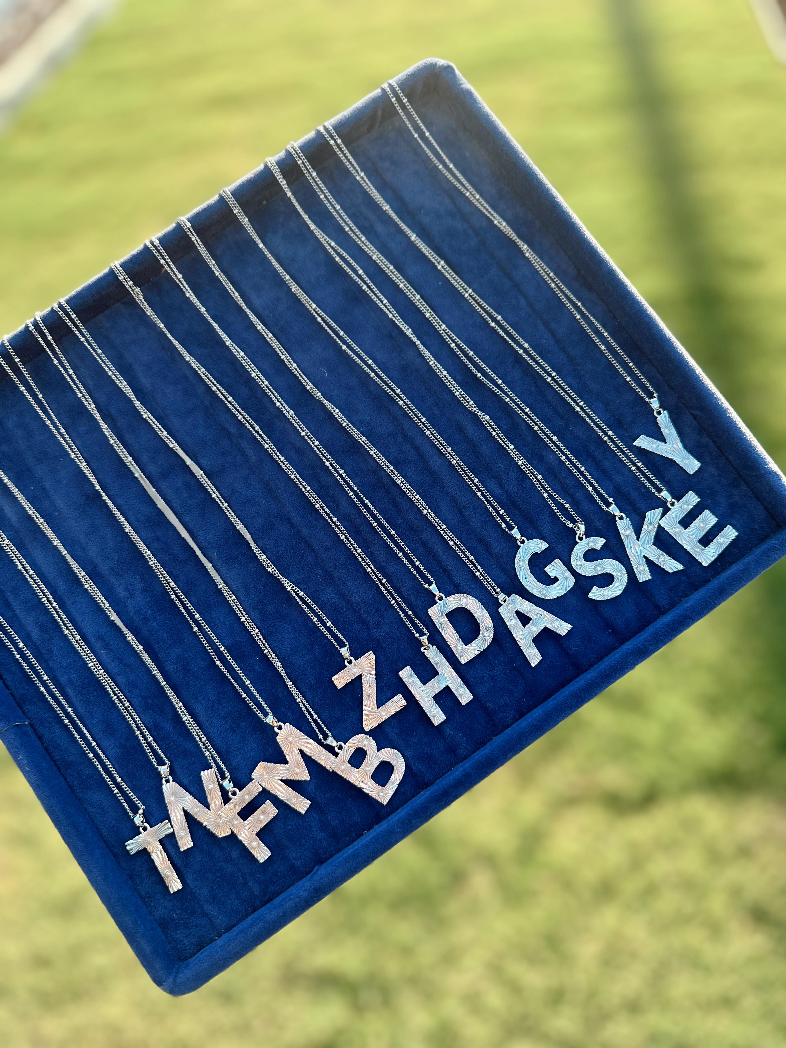 B Çelik Silver Harf Kolye
