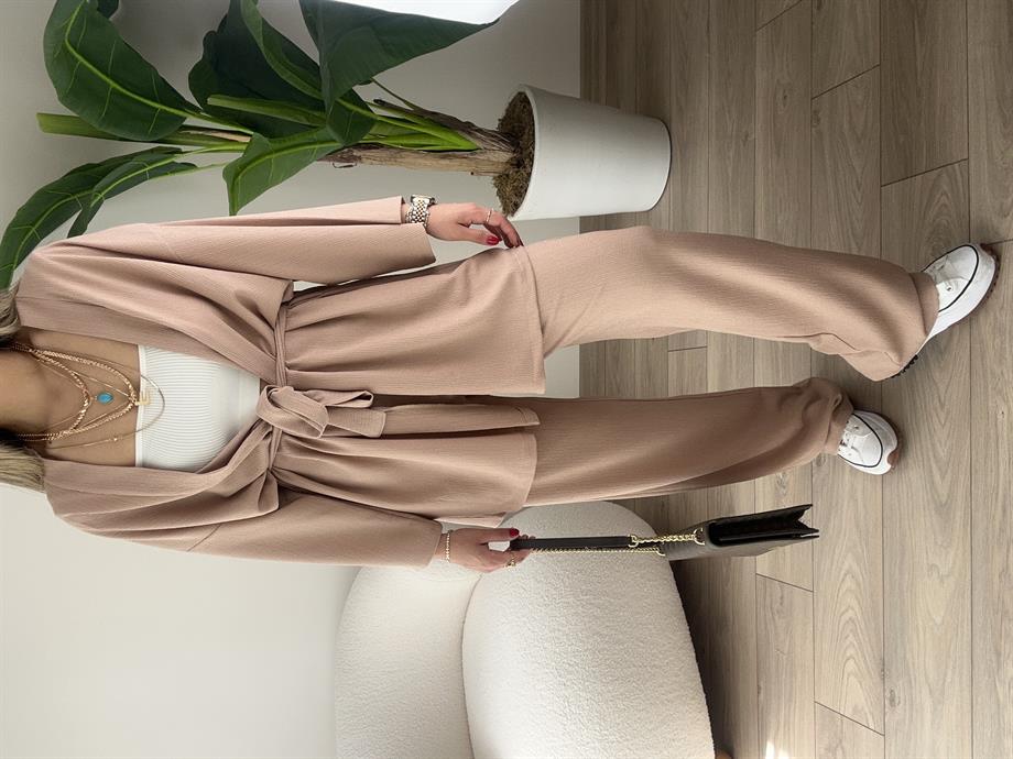 Bej Bürümcük Kimono Takım