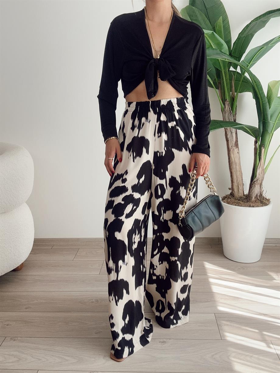 Bej Desenli Salaş Pantolon