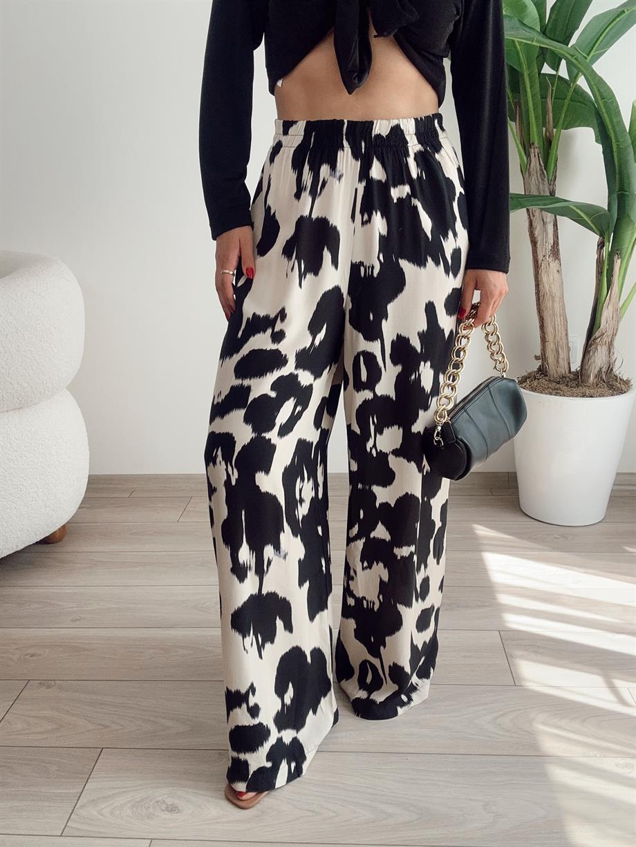 Bej Desenli Salaş Pantolon