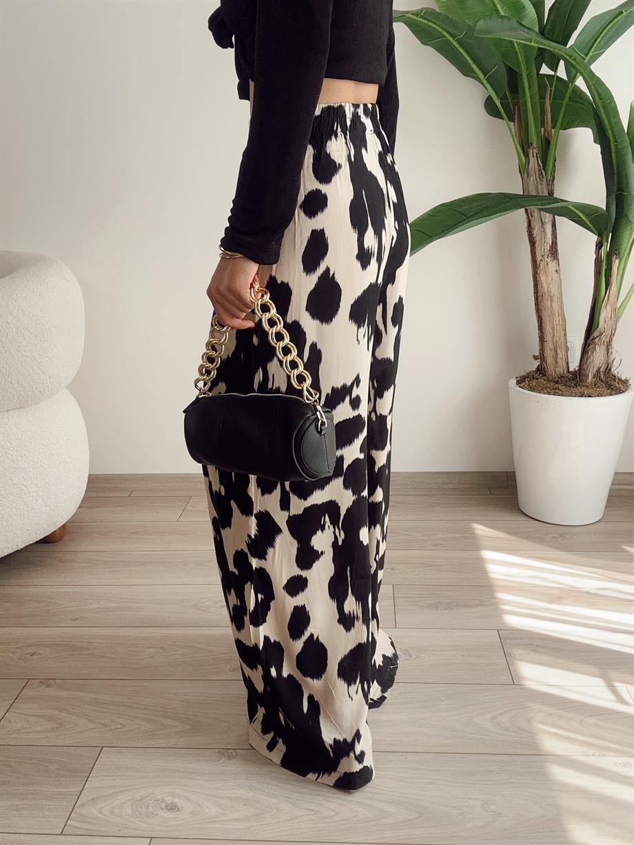 Bej Desenli Salaş Pantolon