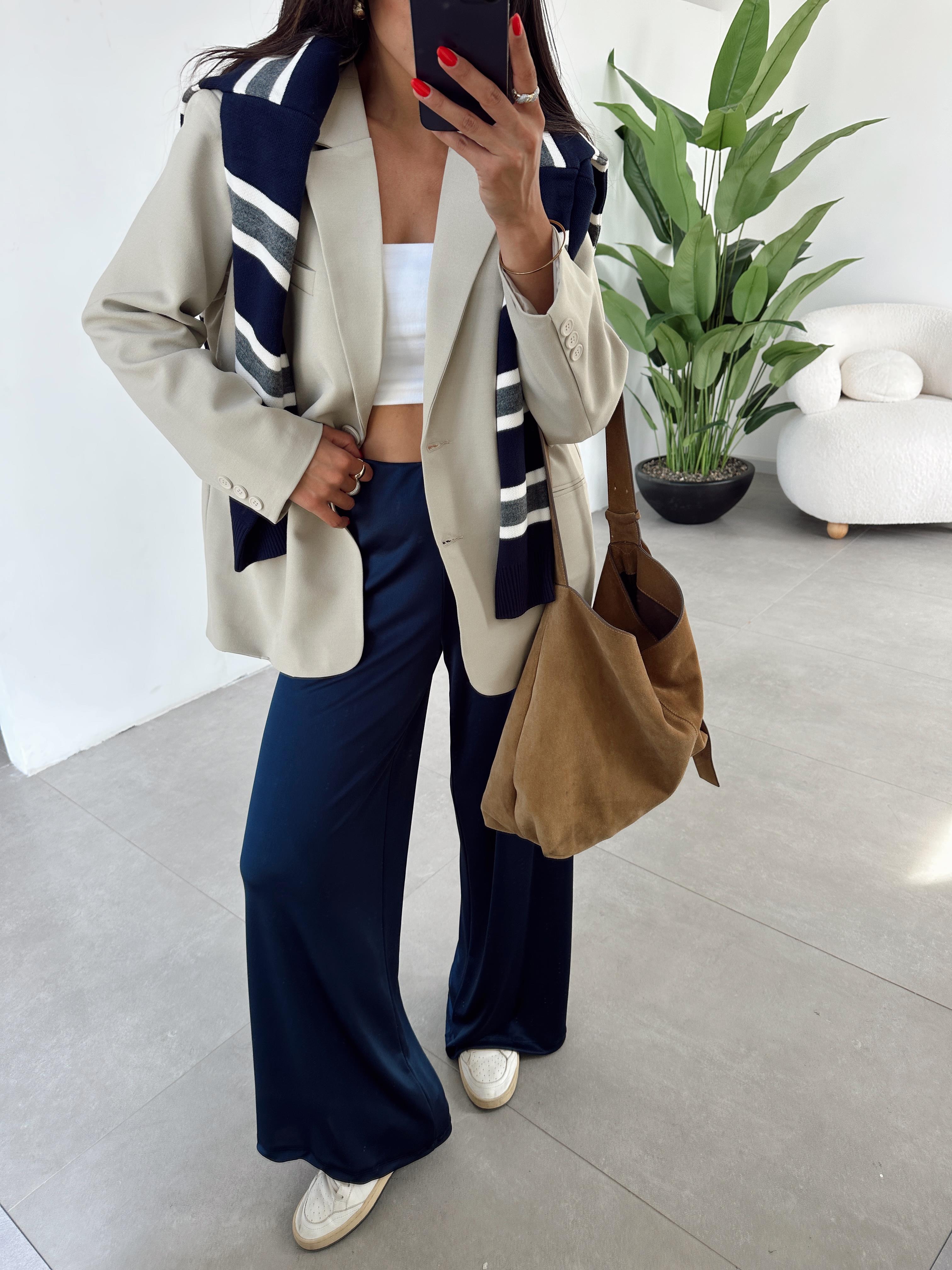 Bej Oversize Blazer Ceket