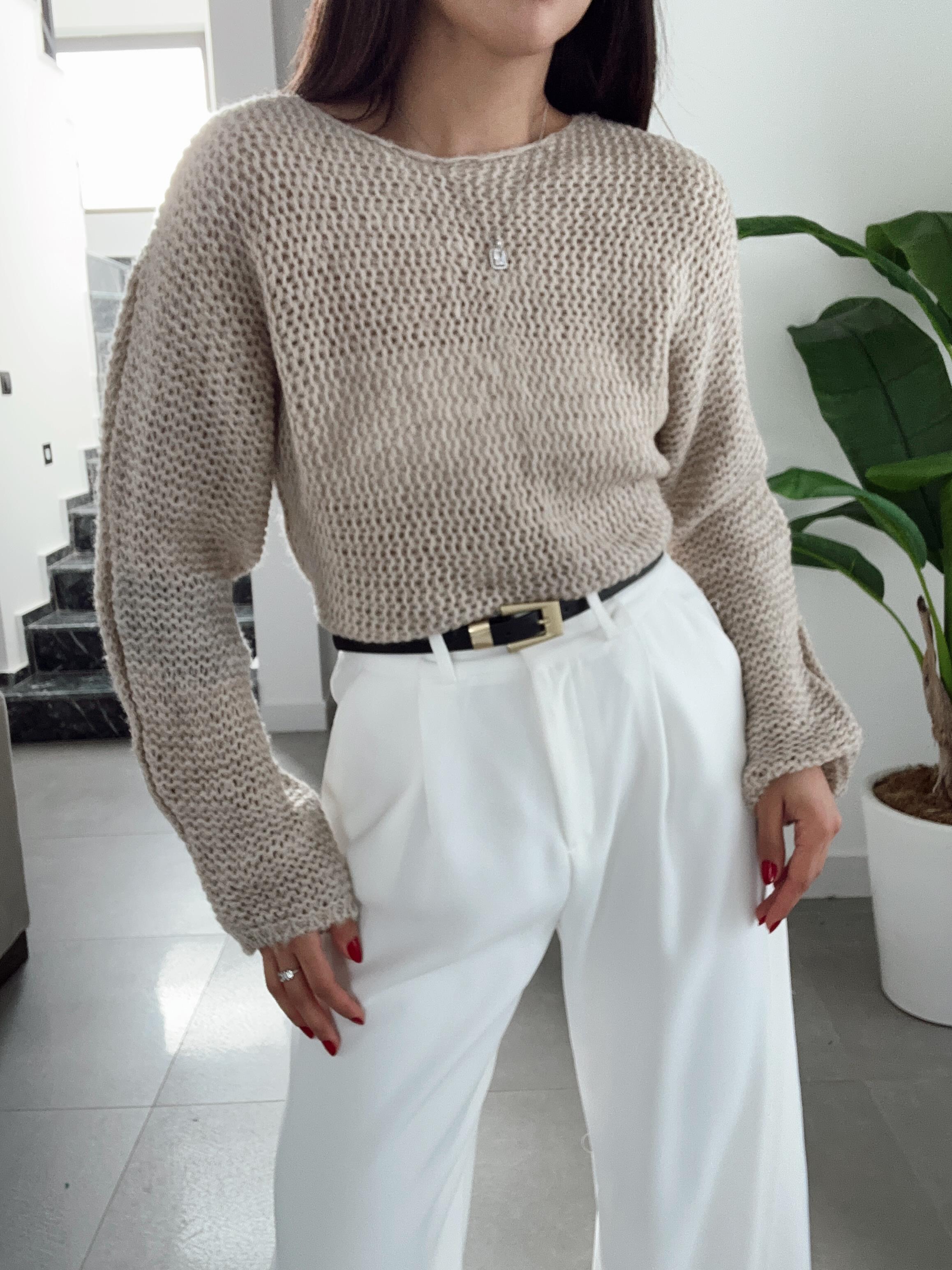 Bej Yarasa Kol Triko Kazak