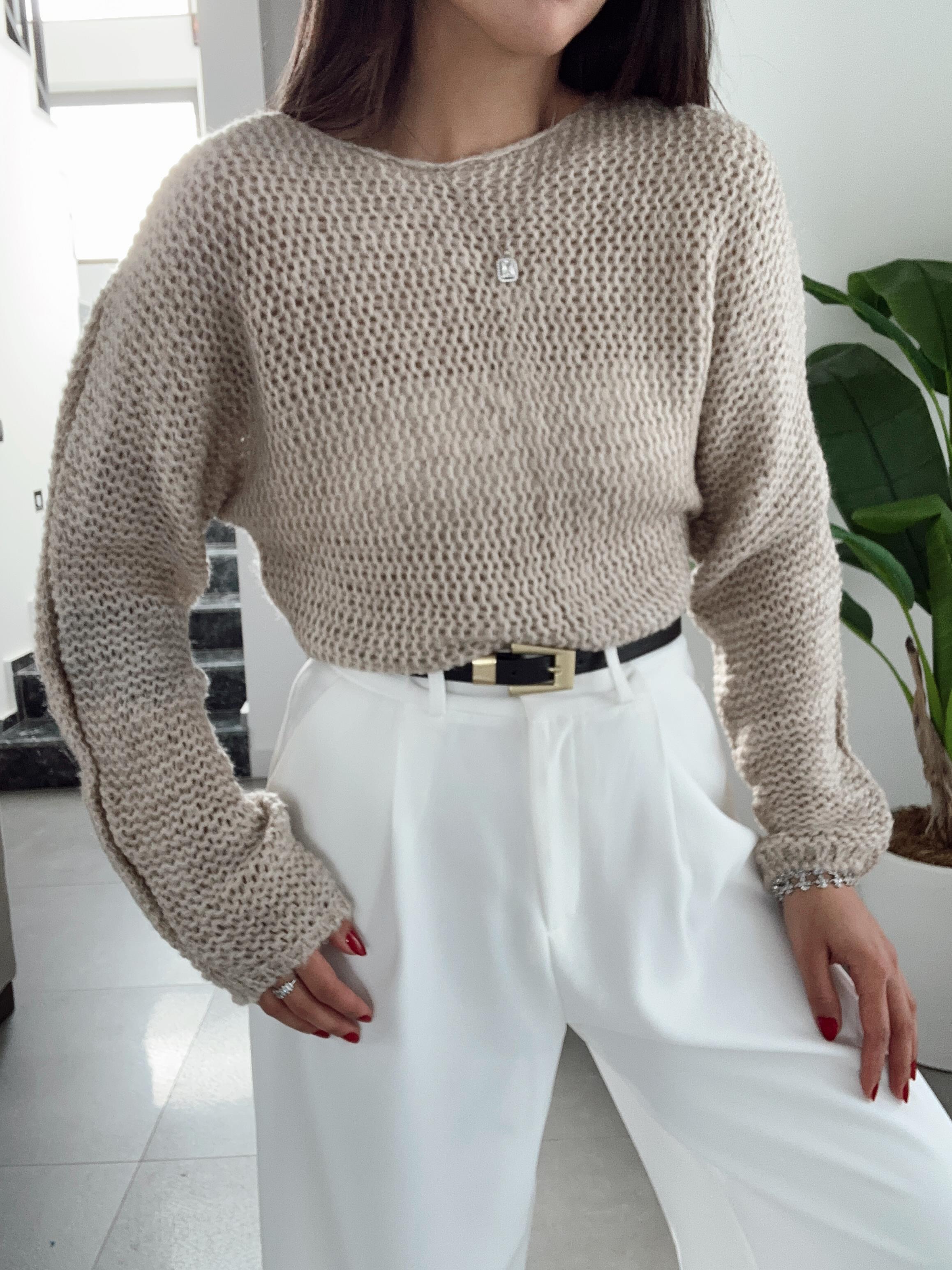 Bej Yarasa Kol Triko Kazak