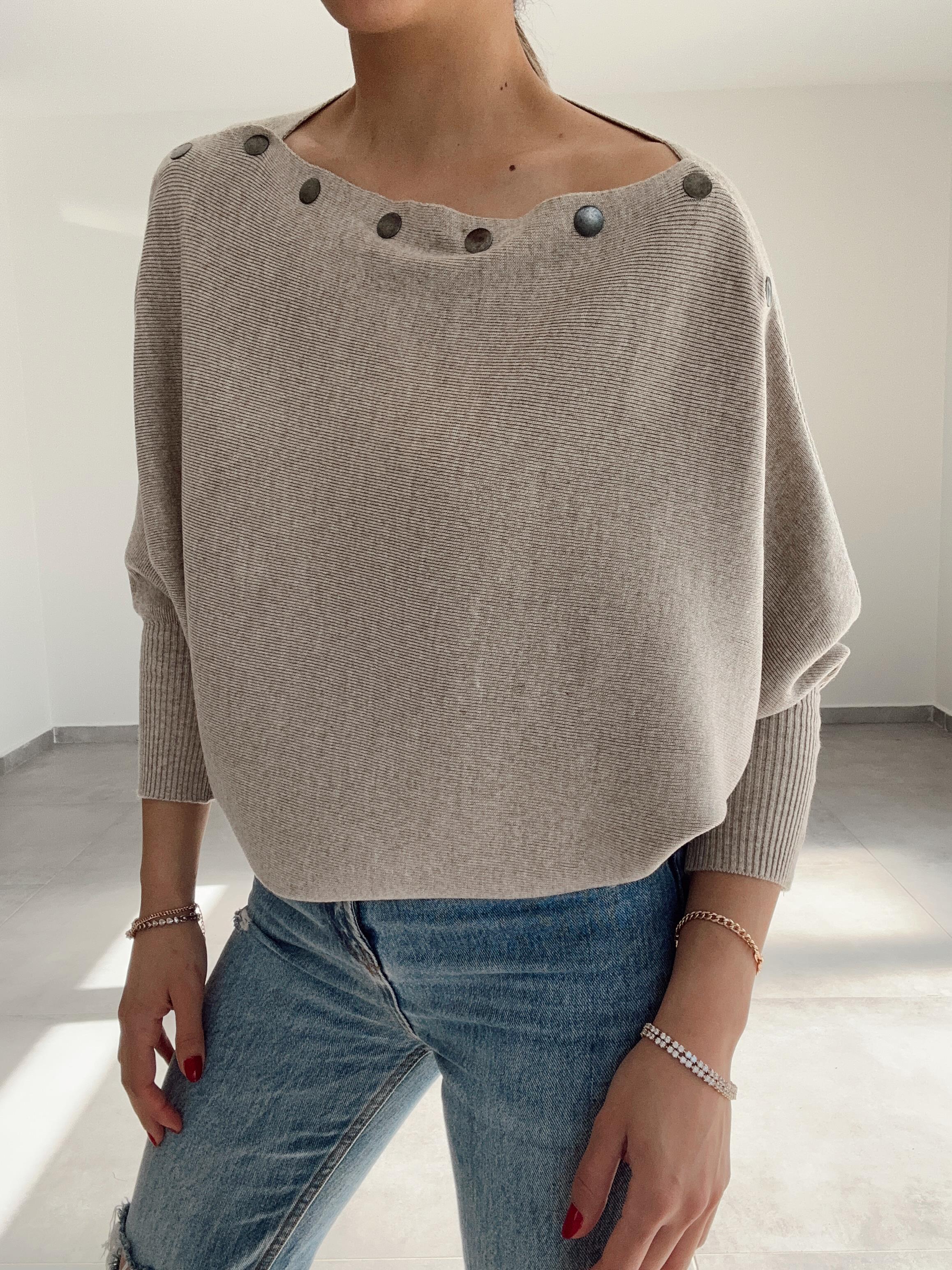 Bej Yarasa Kol Triko Kazak