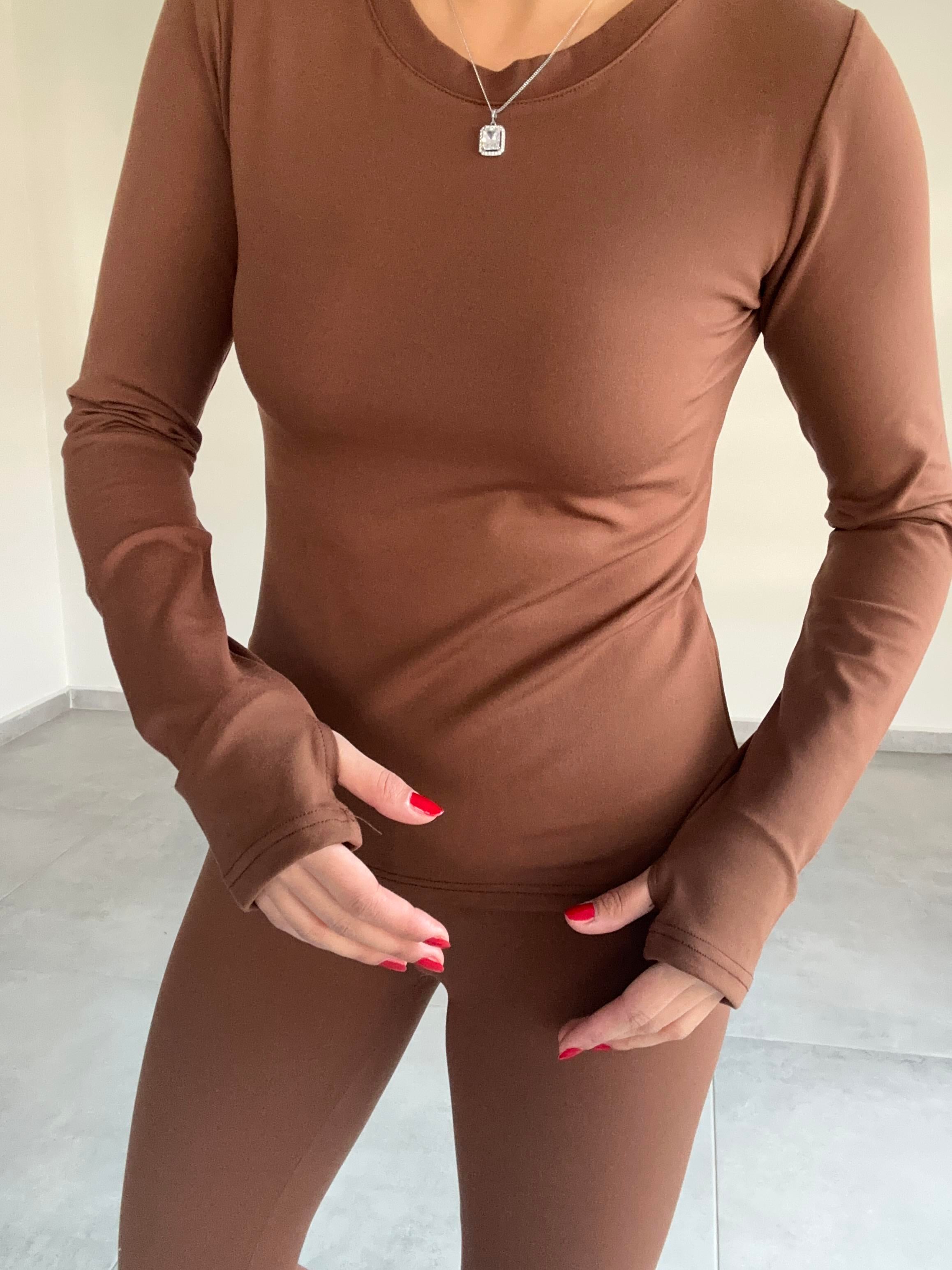 Beliza Kahve Parmak Geçirmeli Body