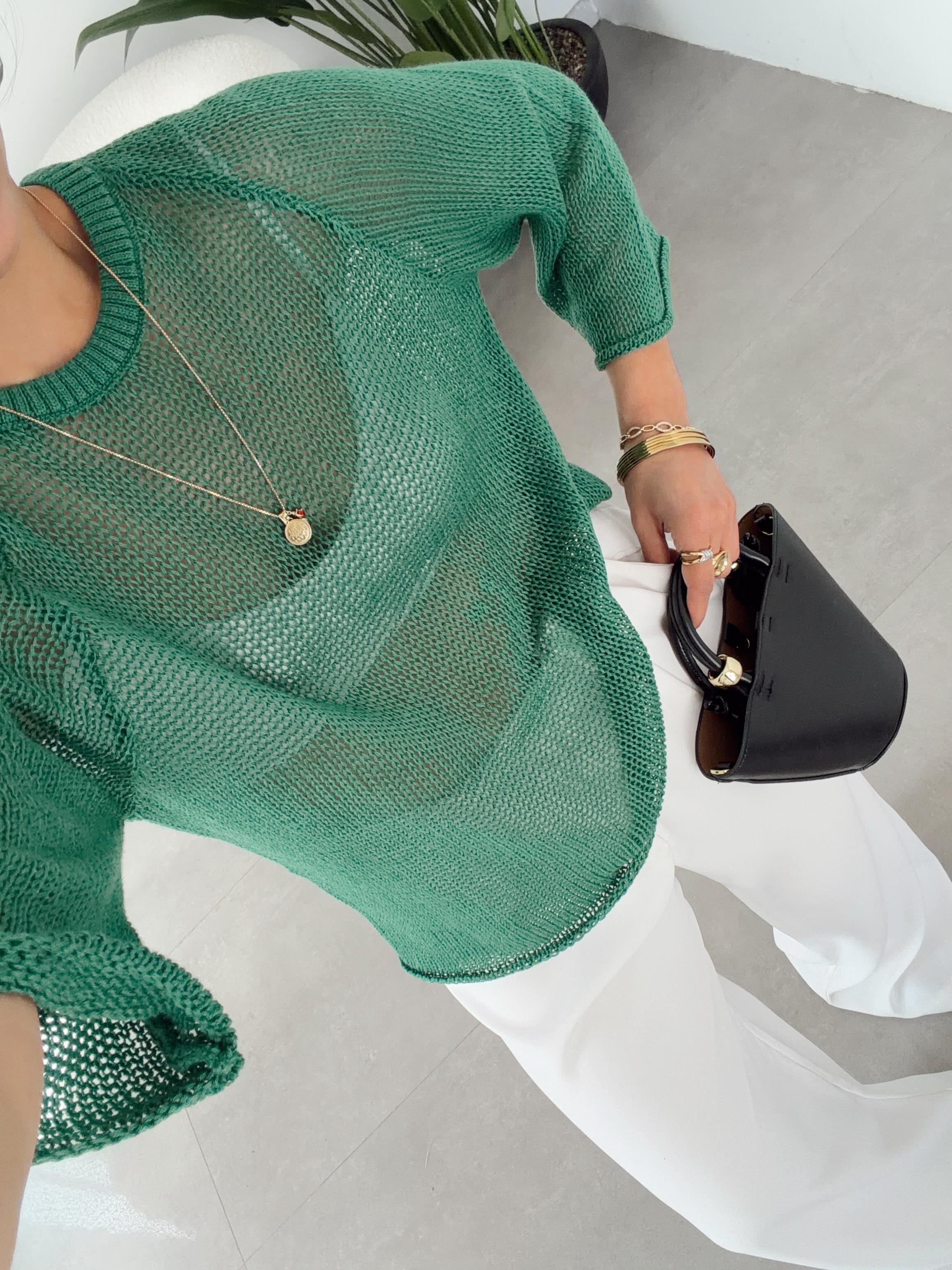 Benetton File Örgü Oversize Triko Bluz