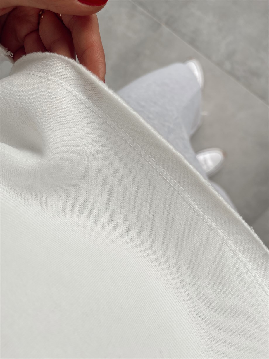 Beyaz Crop Sweat