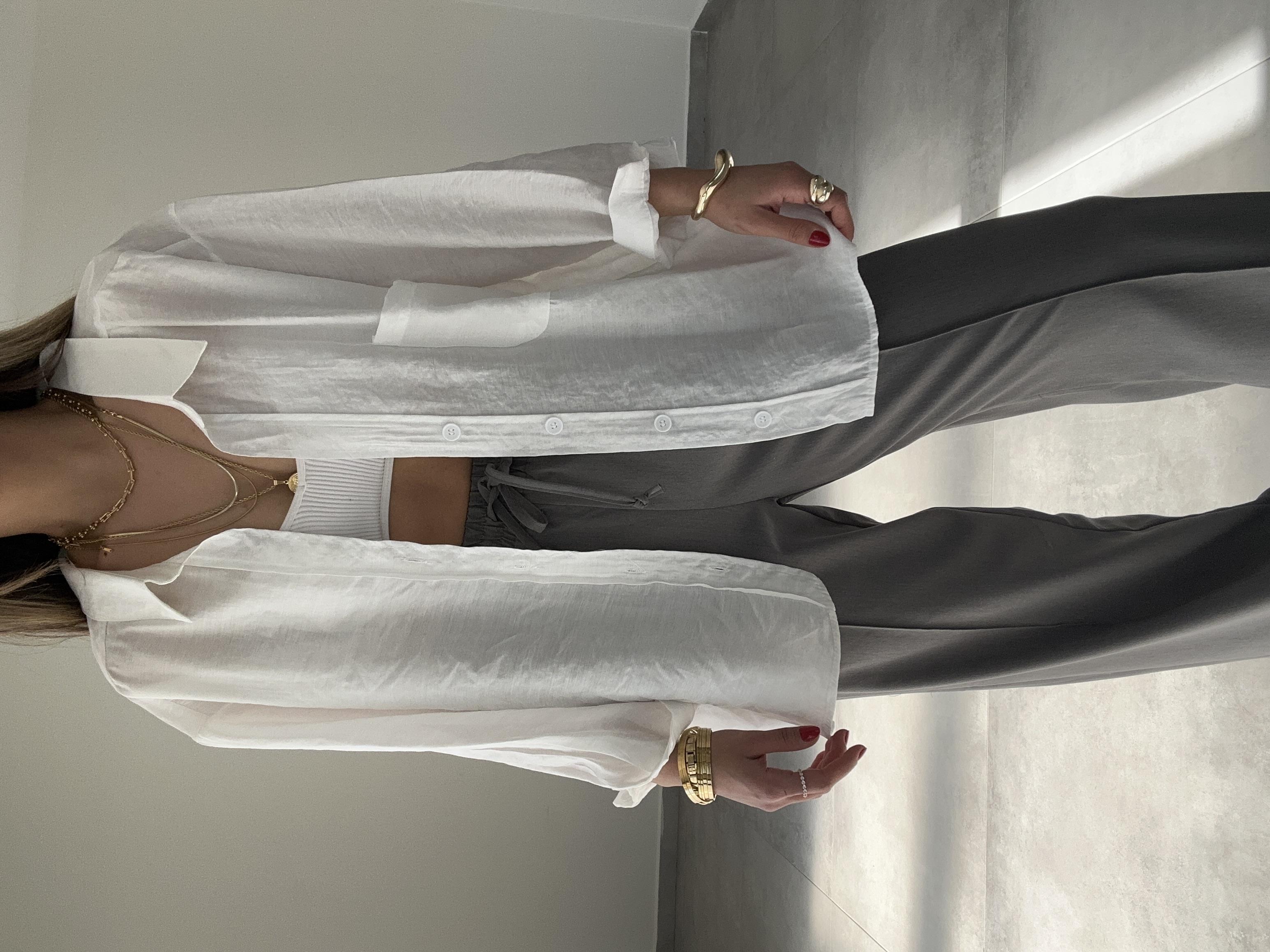 Beyaz Düşük Omuz Gömlek