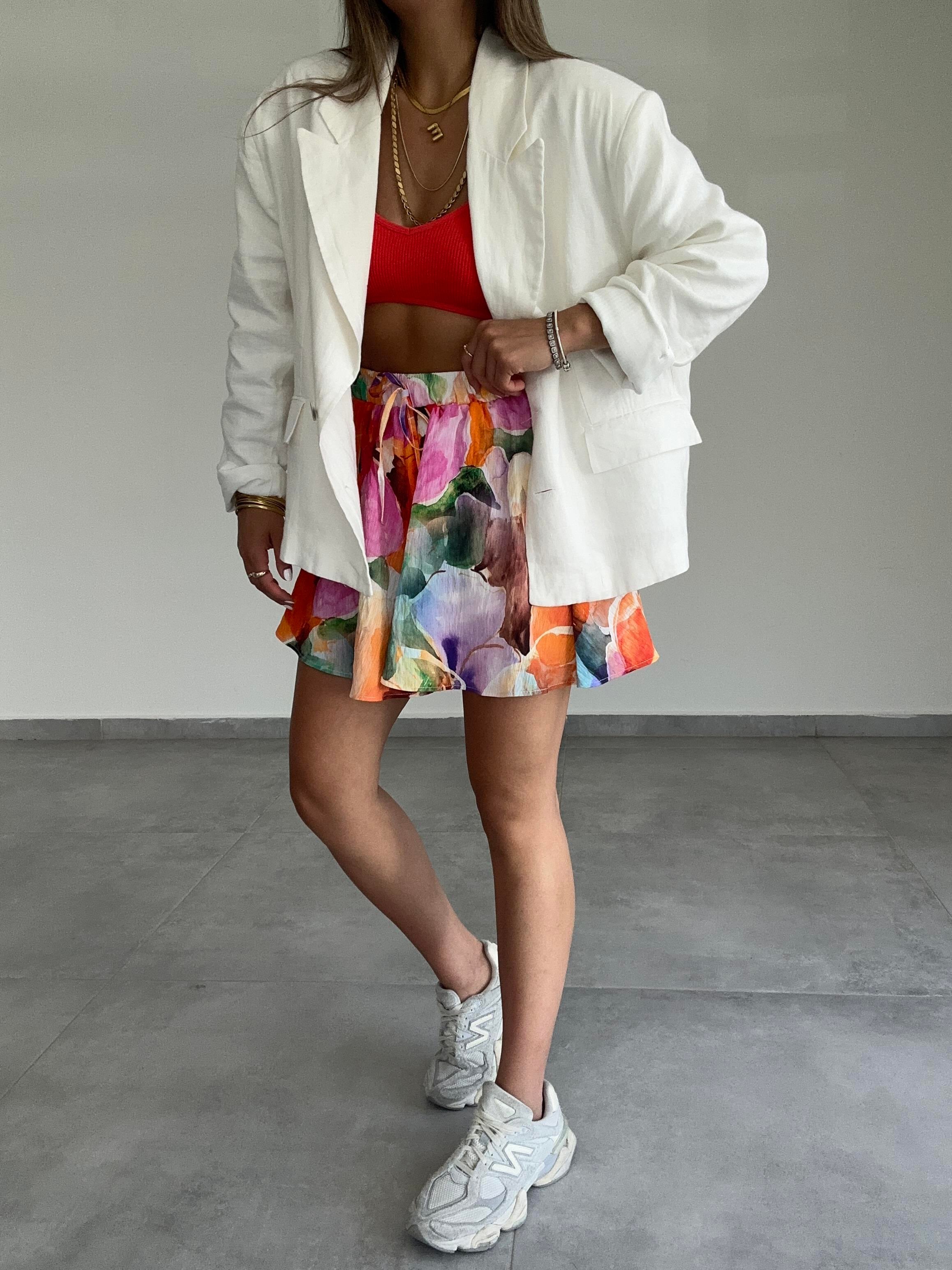 Beyaz Keten Blazer Ceket