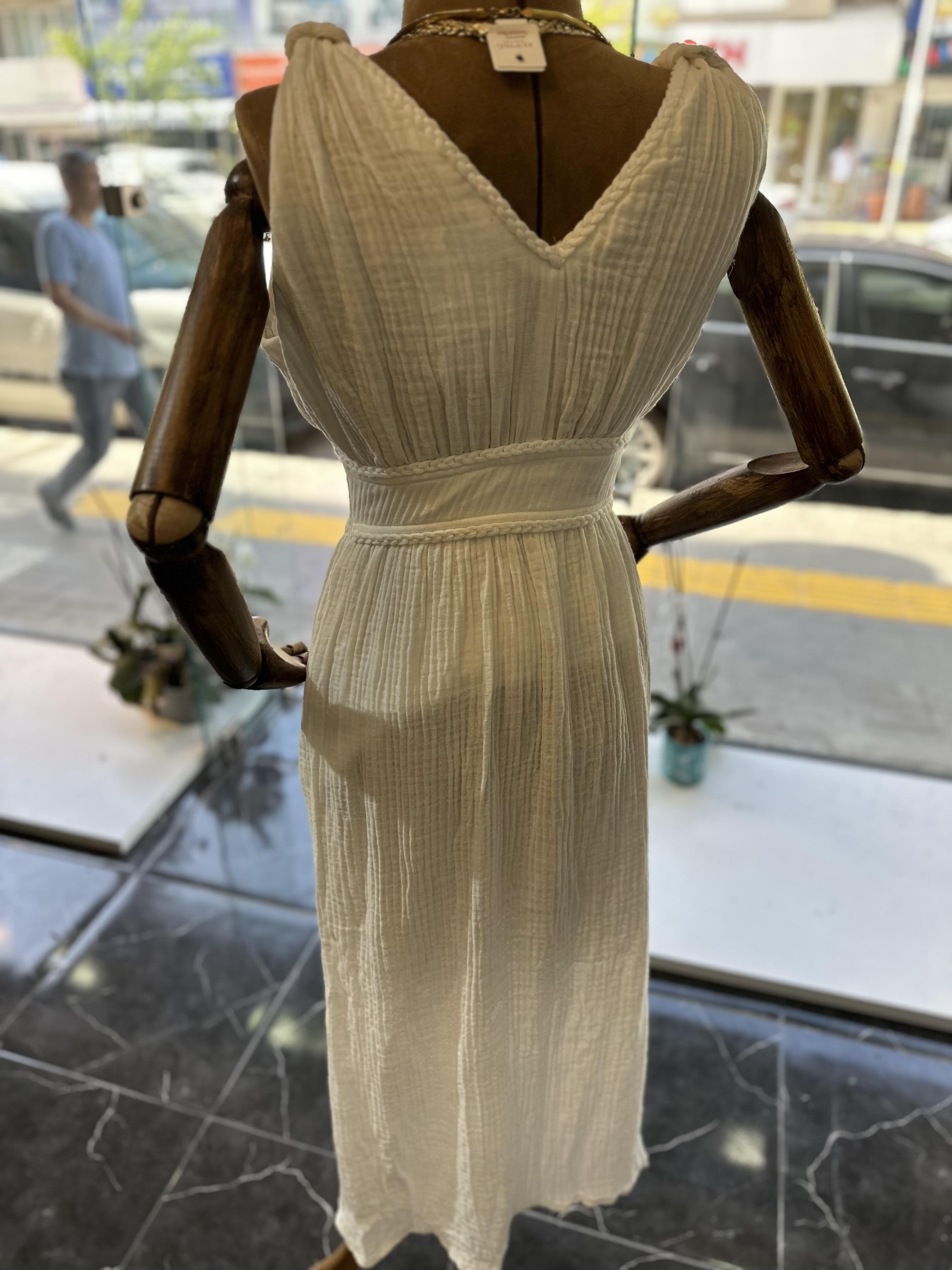Beyaz Keten Elbise