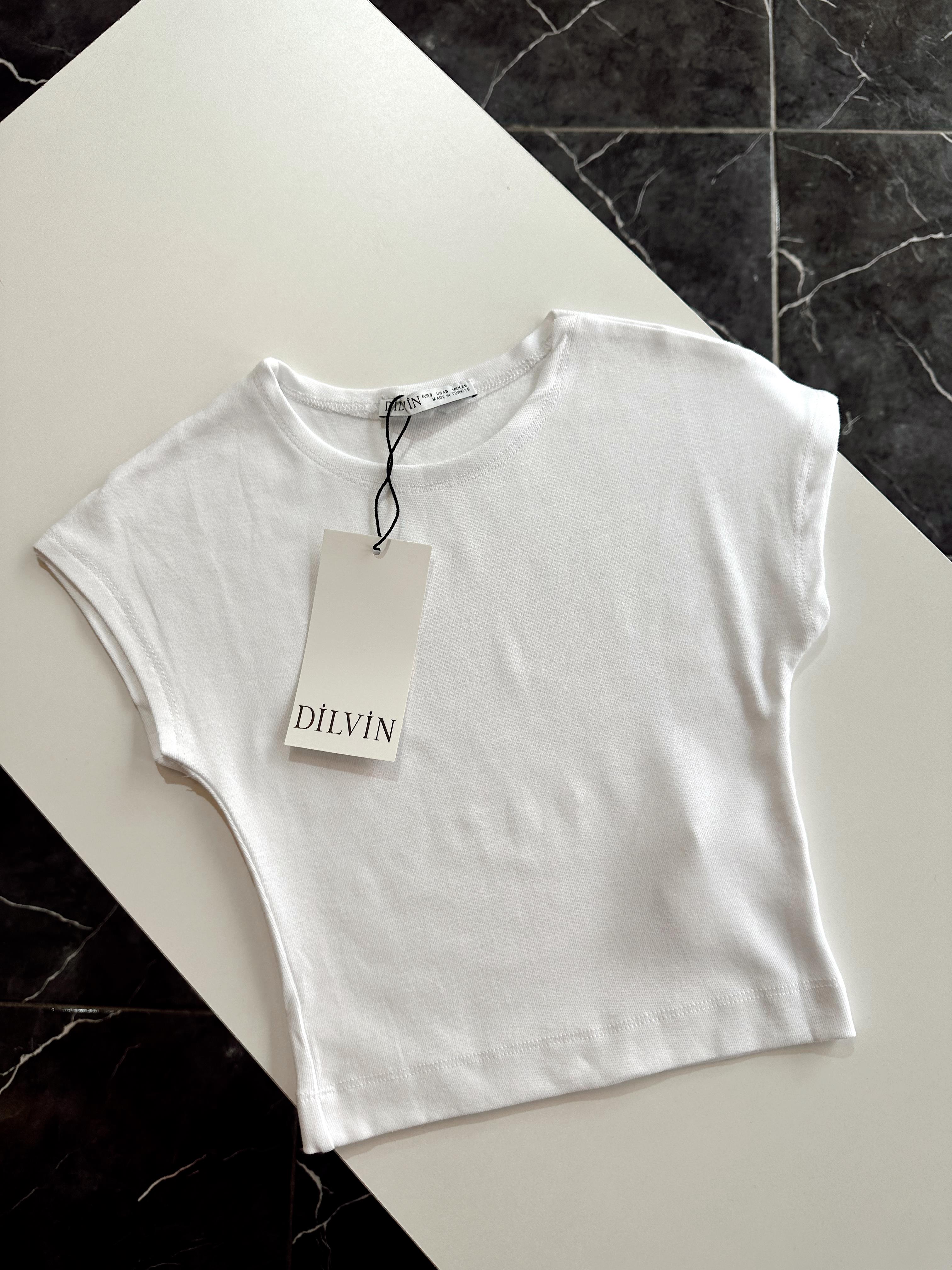 Beyaz Pamuk Ve Modal Karışımlı Crop