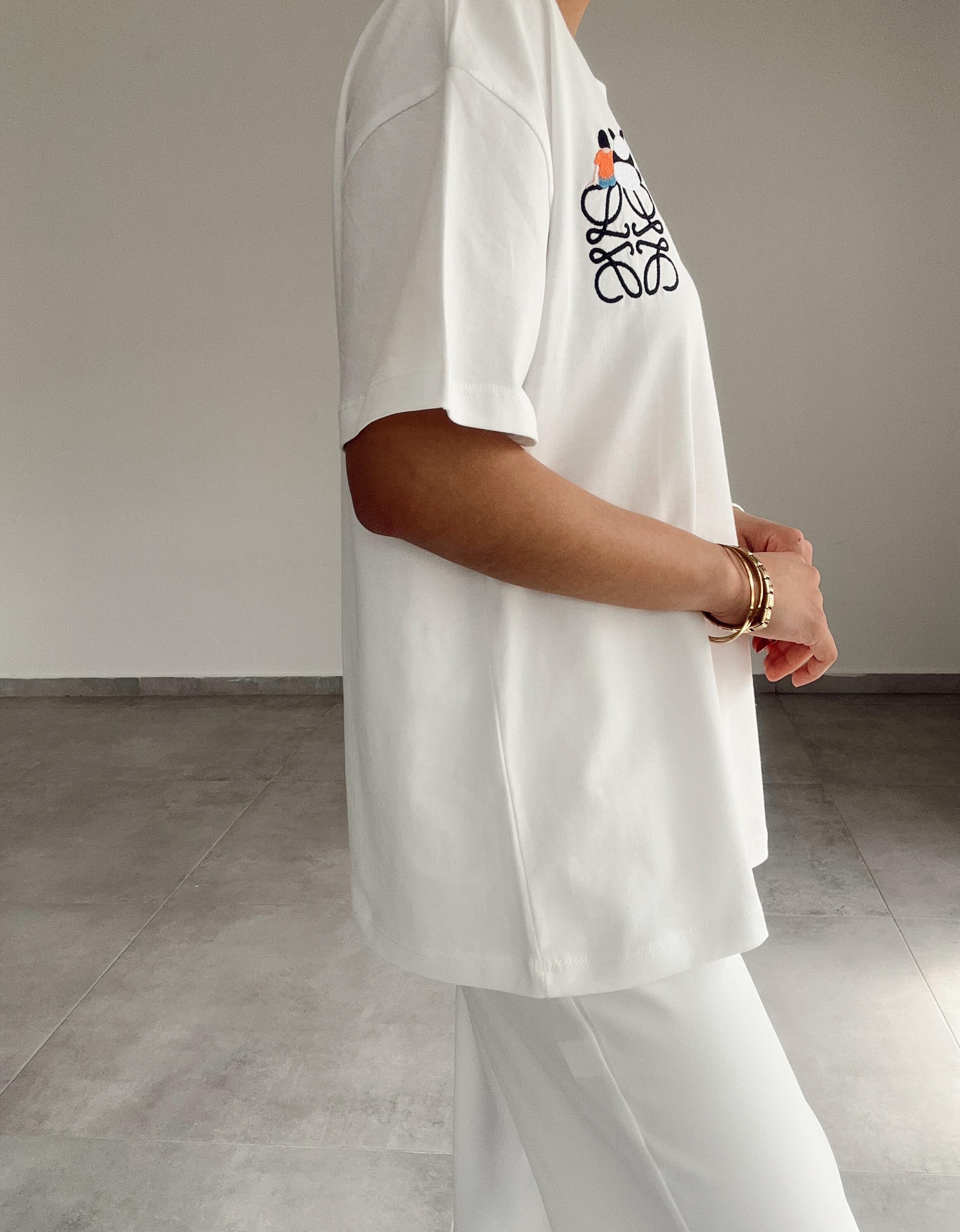 Beyaz Panda Nakışlı Tshirt