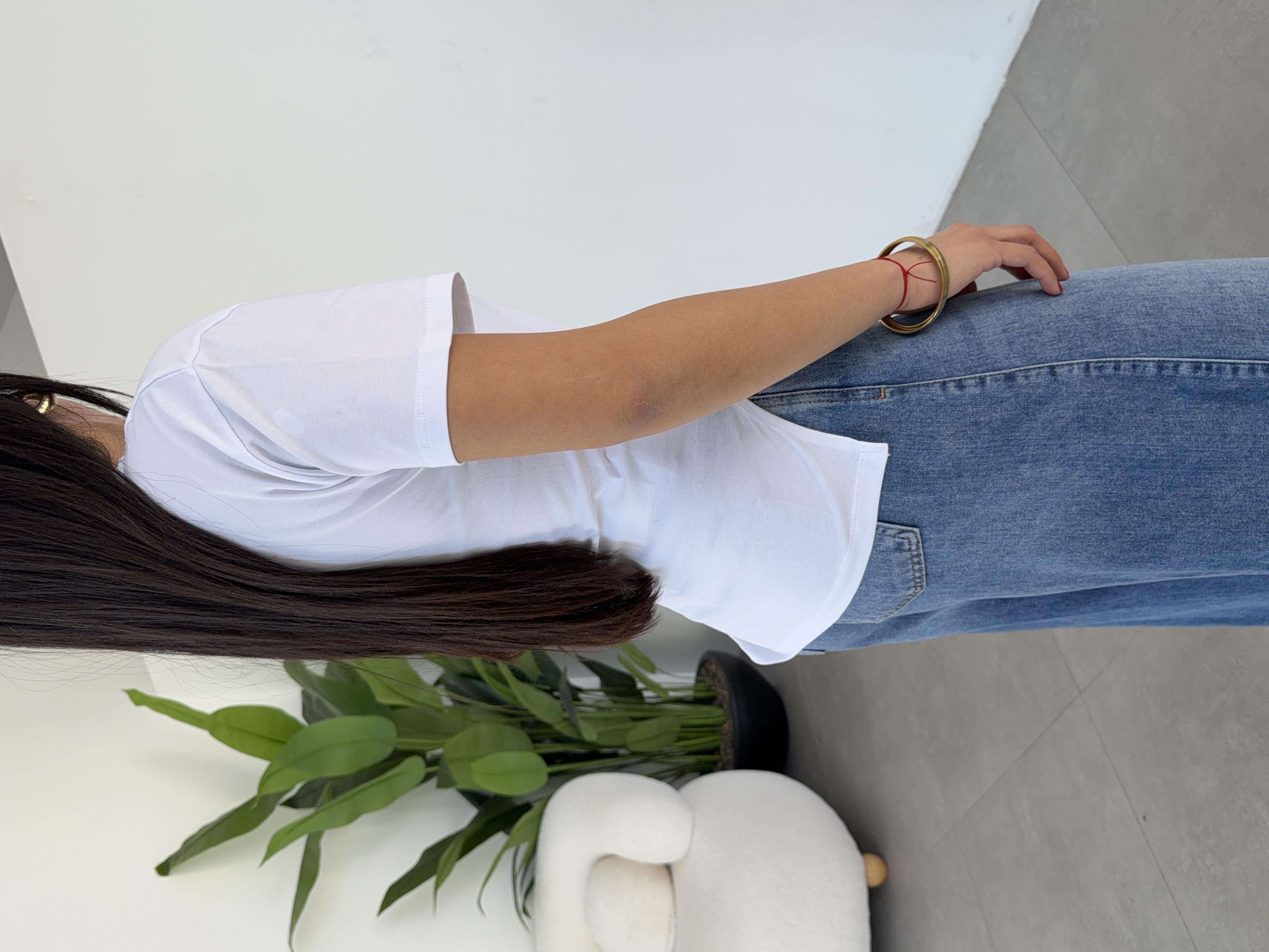 Beyaz Süprem Yırtmaçlı Önü Büzgülü Basic