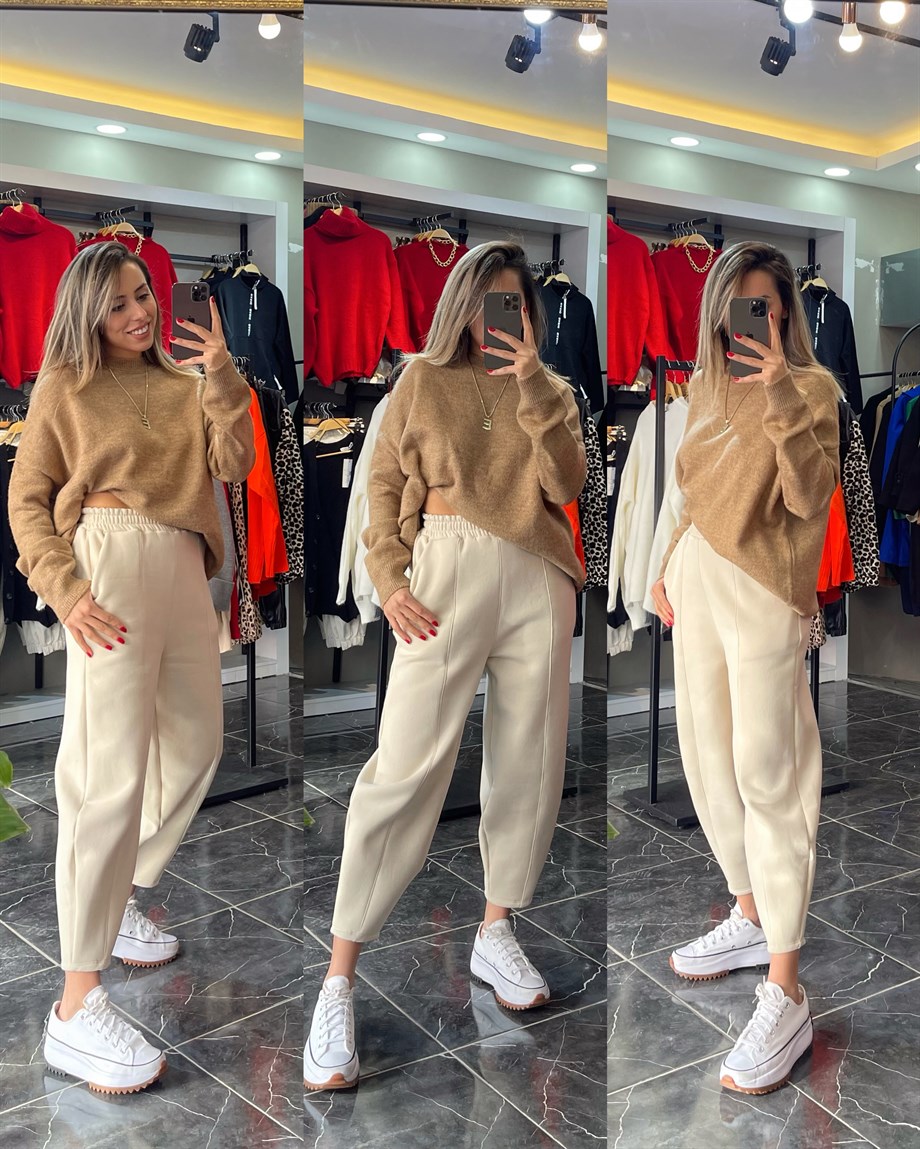Bisiklet Yaka Salaş Camel  Kazak