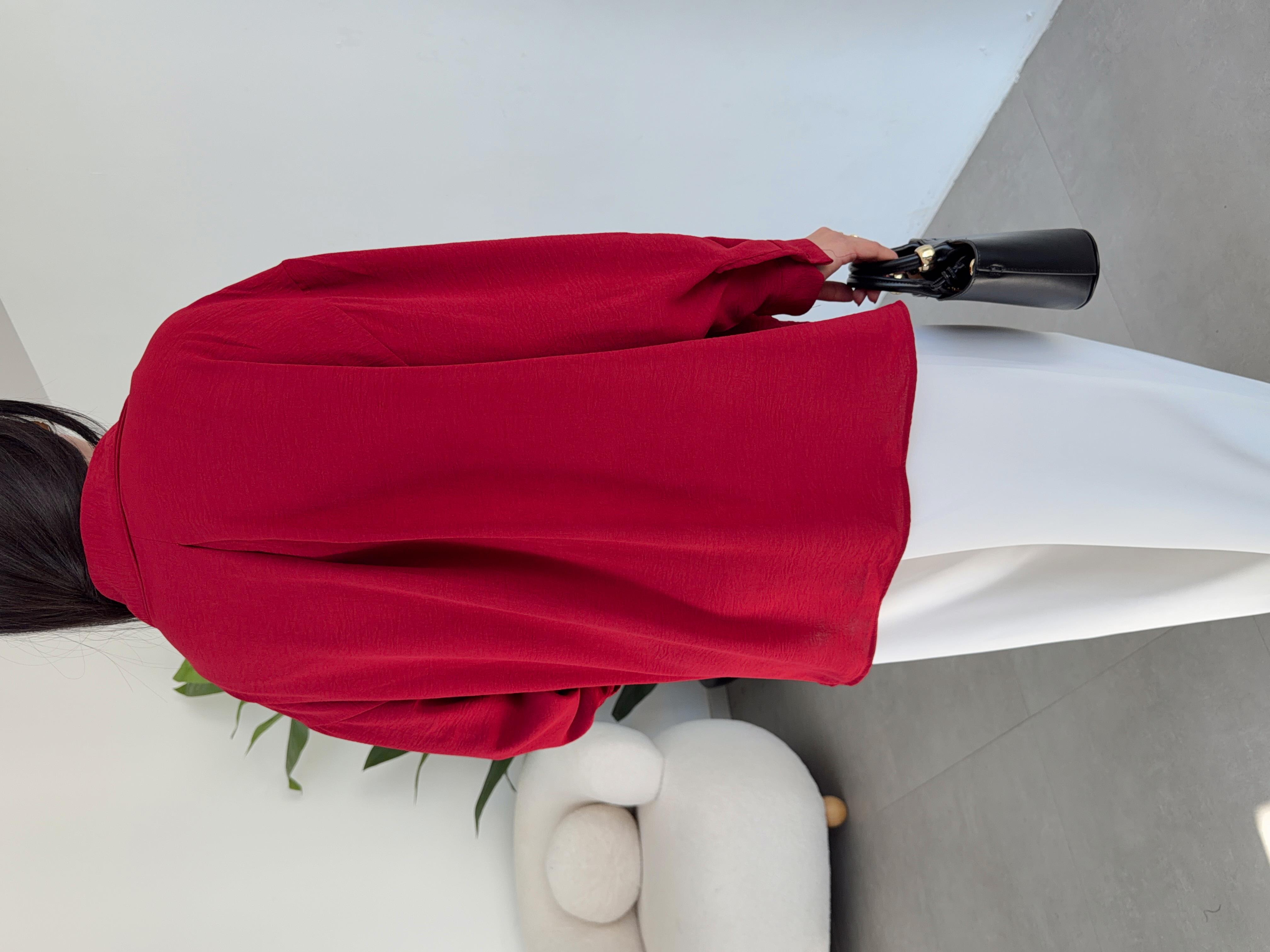 Bordo Ayrobin Cepli Oversize Gömlek