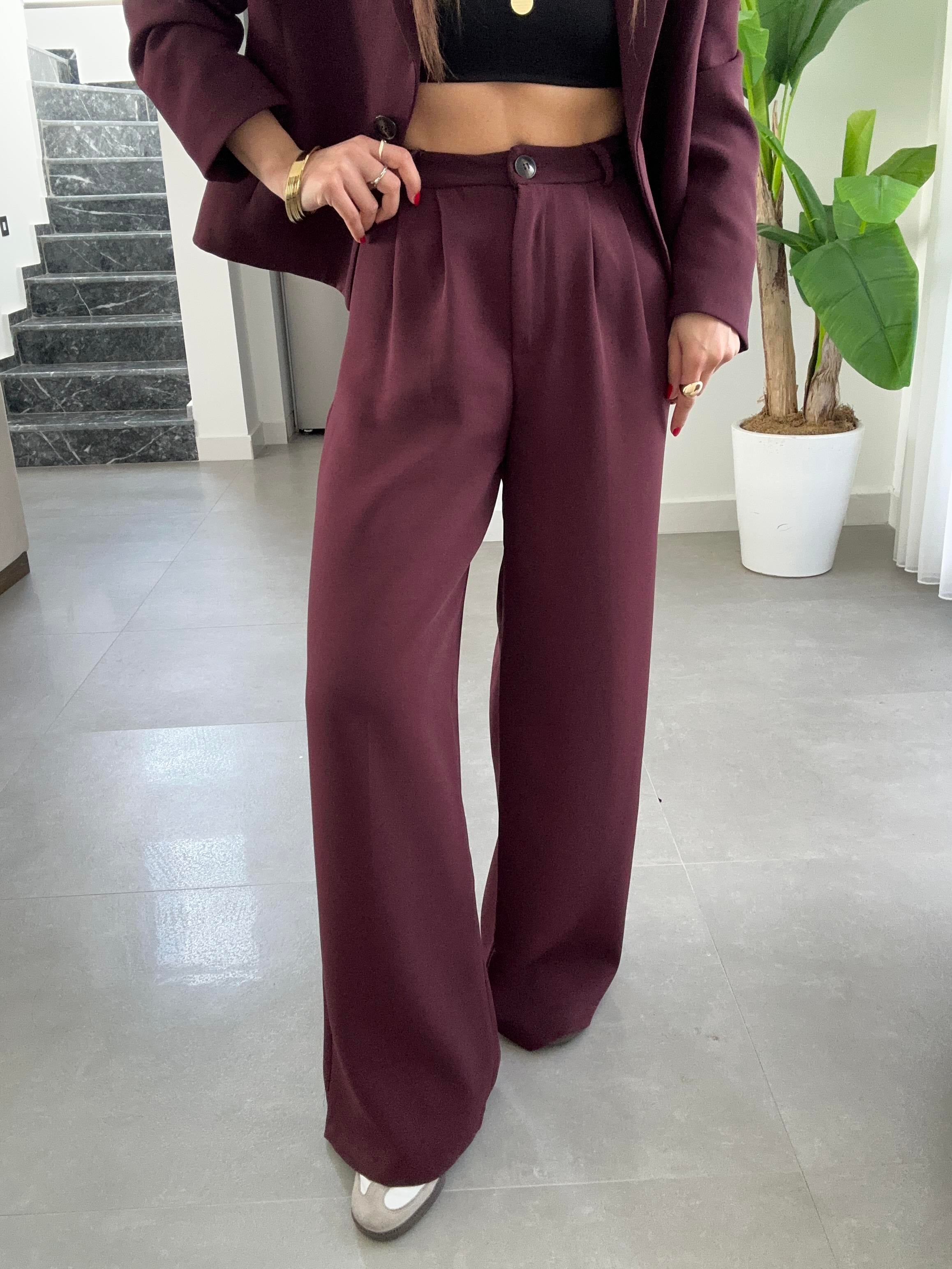 Bordo Ceket-Pantolon Takım