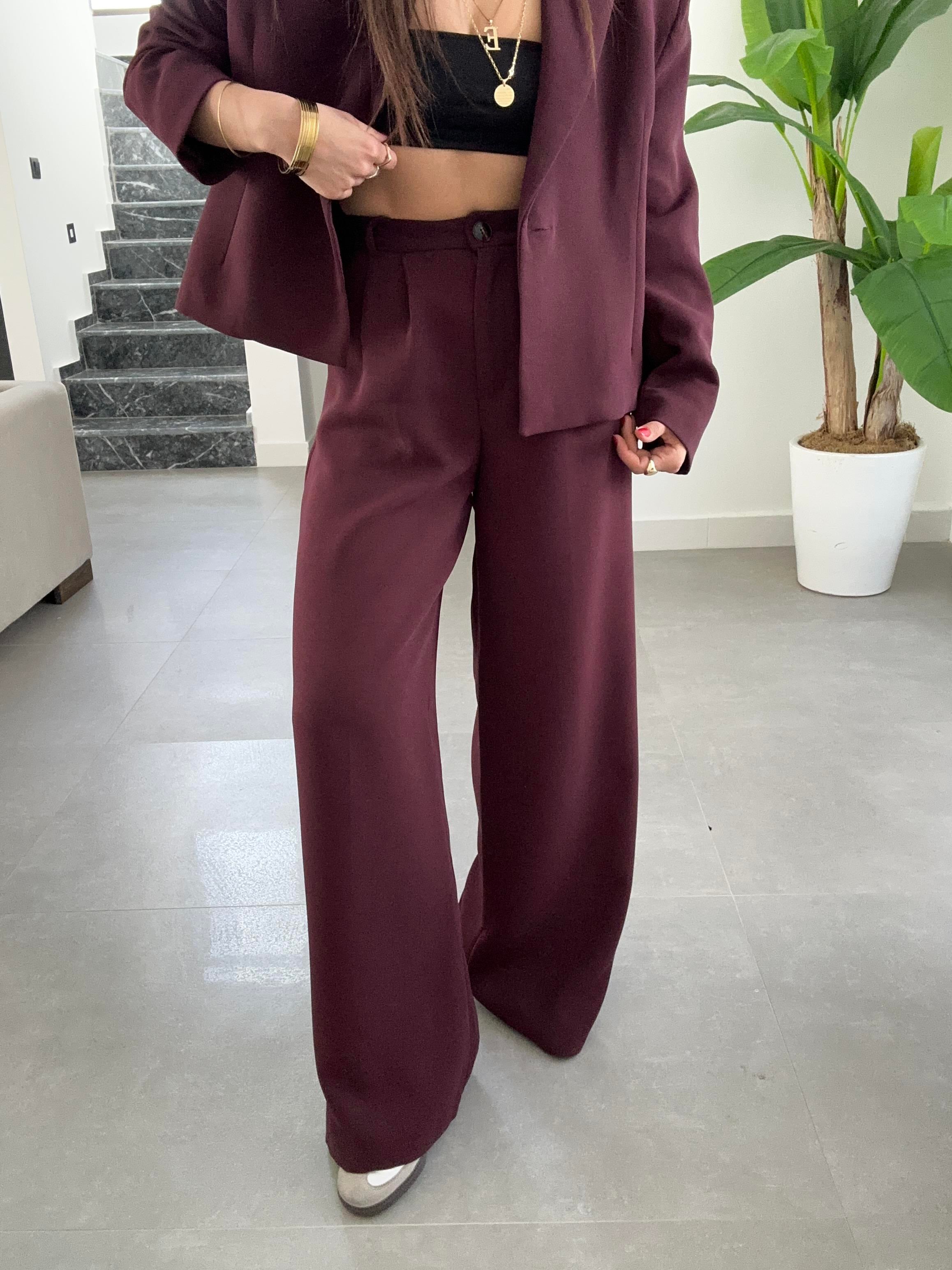Bordo Ceket-Pantolon Takım