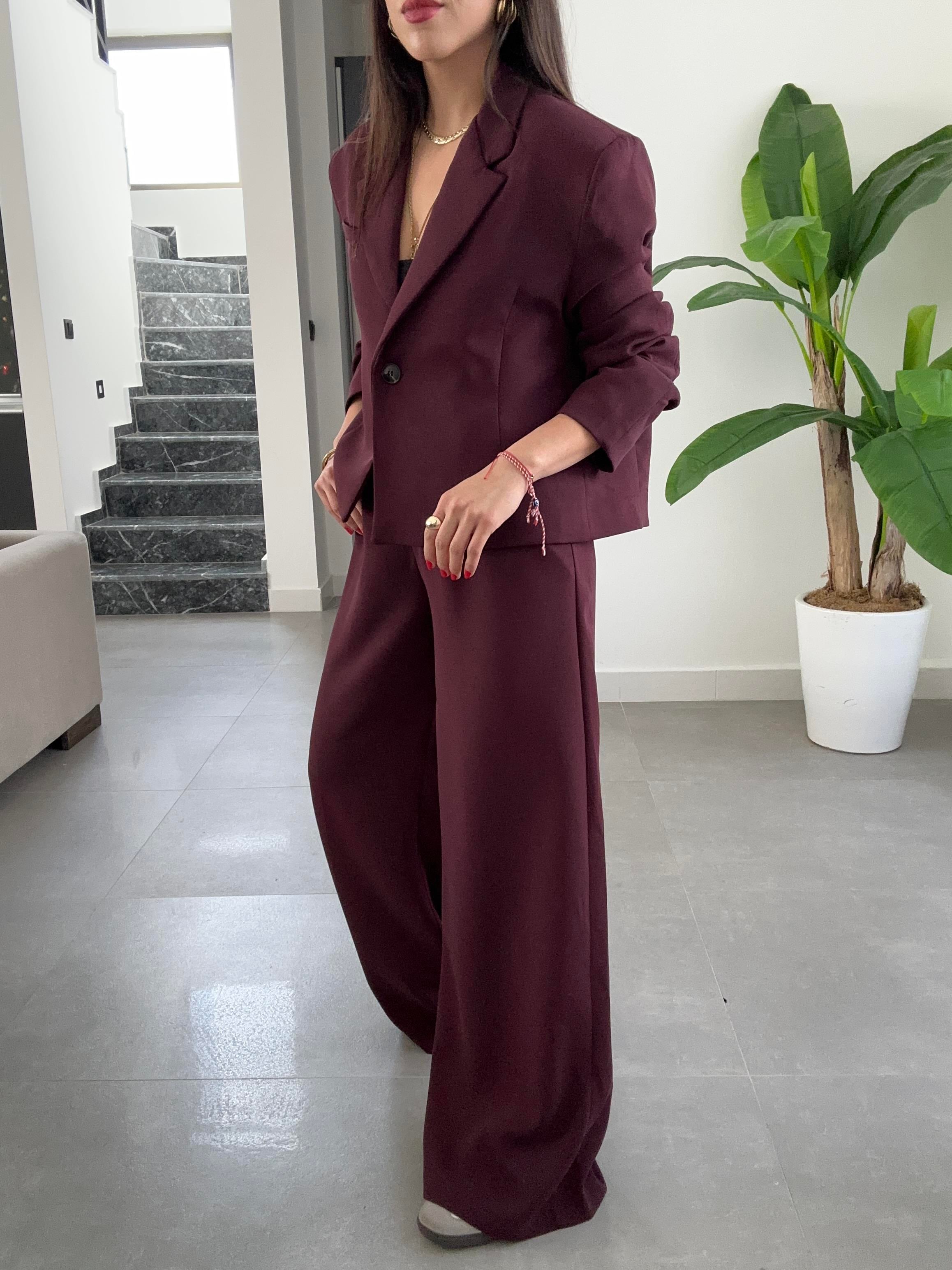 Bordo Ceket-Pantolon Takım