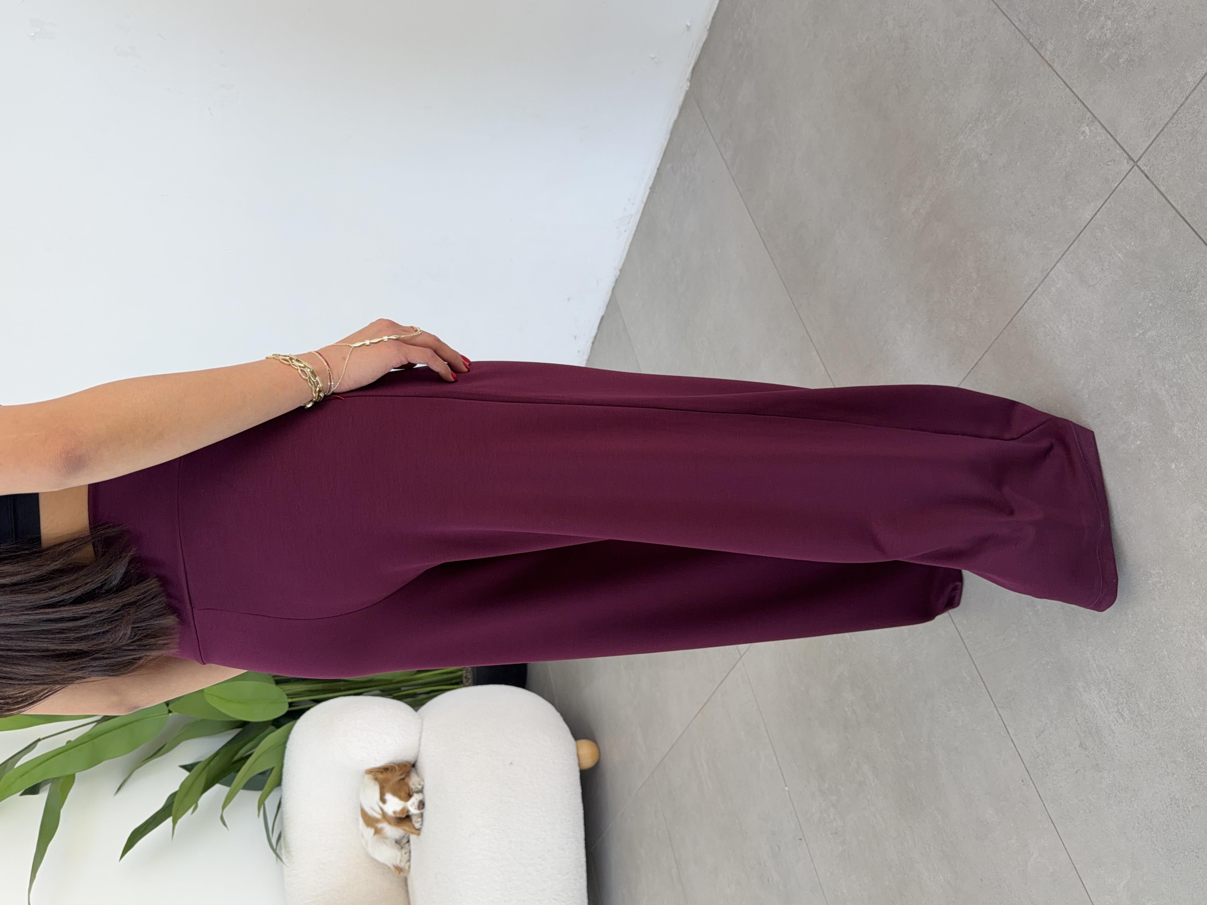 Bordo Modal Önü Tokalı Pantolon