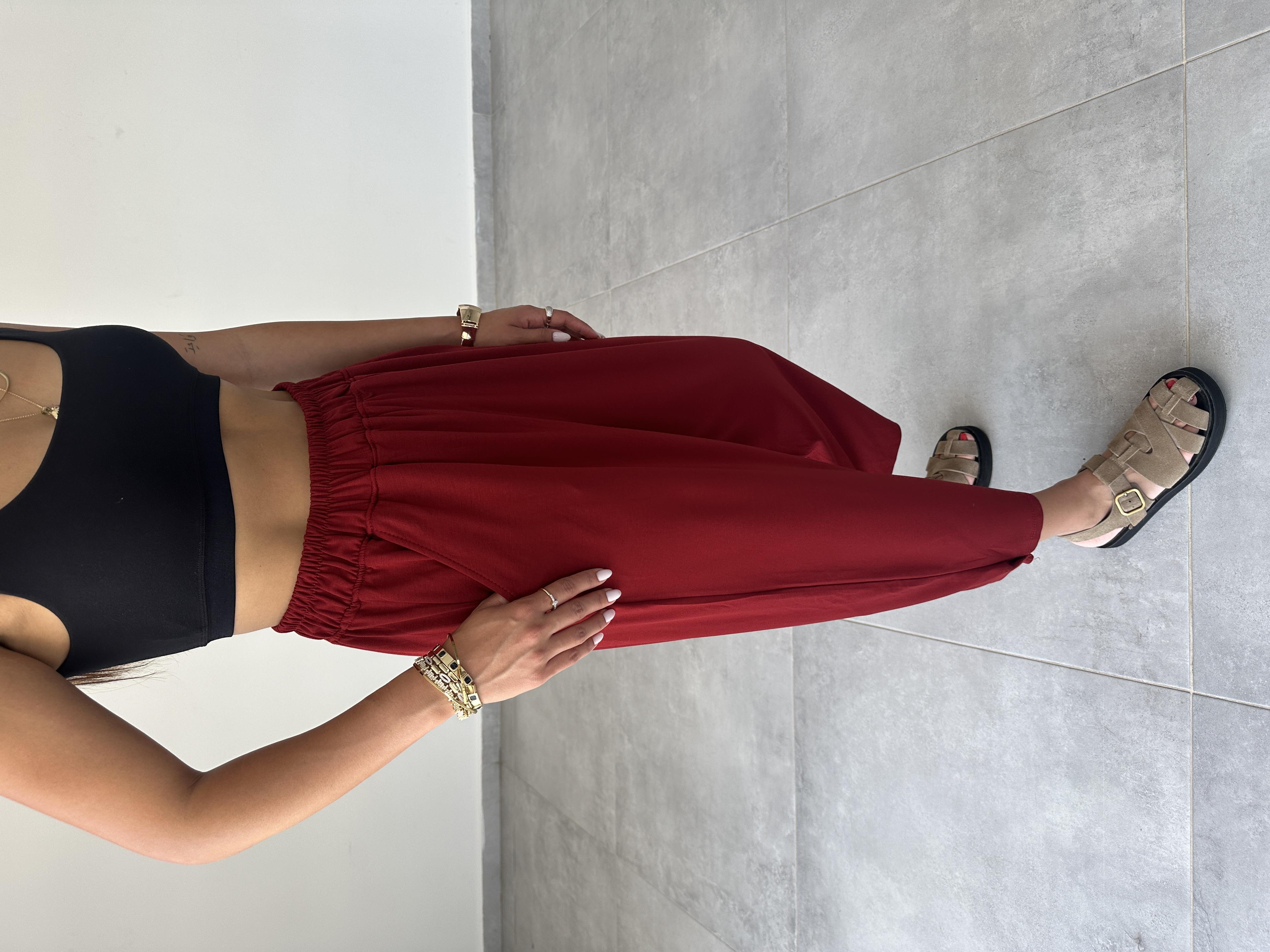 Bordo Modal Paça Tutturmalı Pantolon