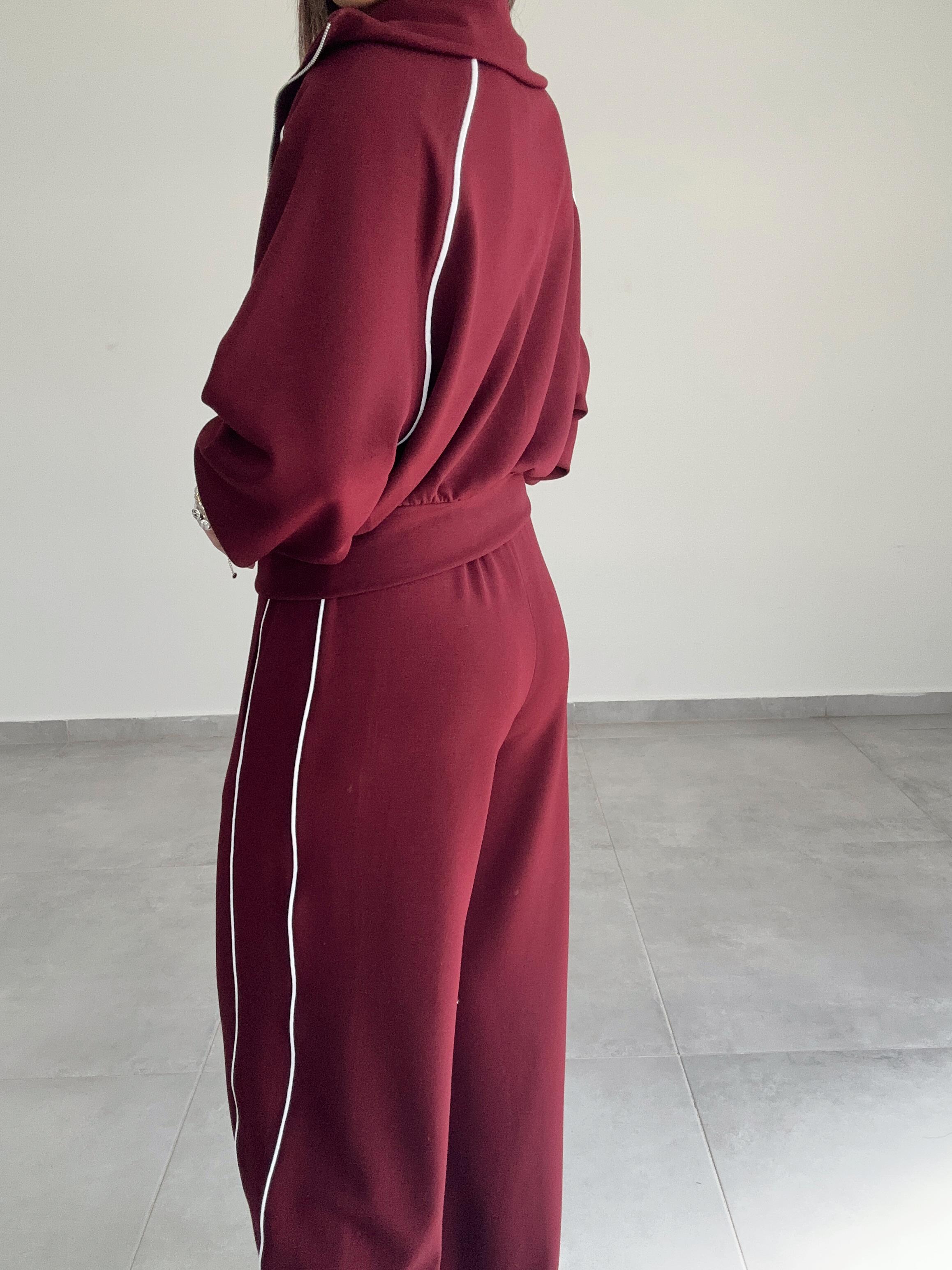 Bordo Oys Biyeli Modal Kumaş Takım