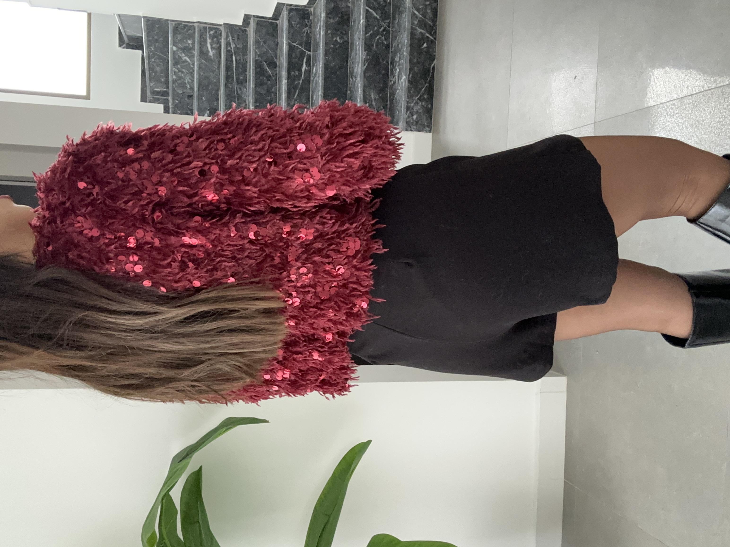 Bordo Pullu Kırçıllı Hırka